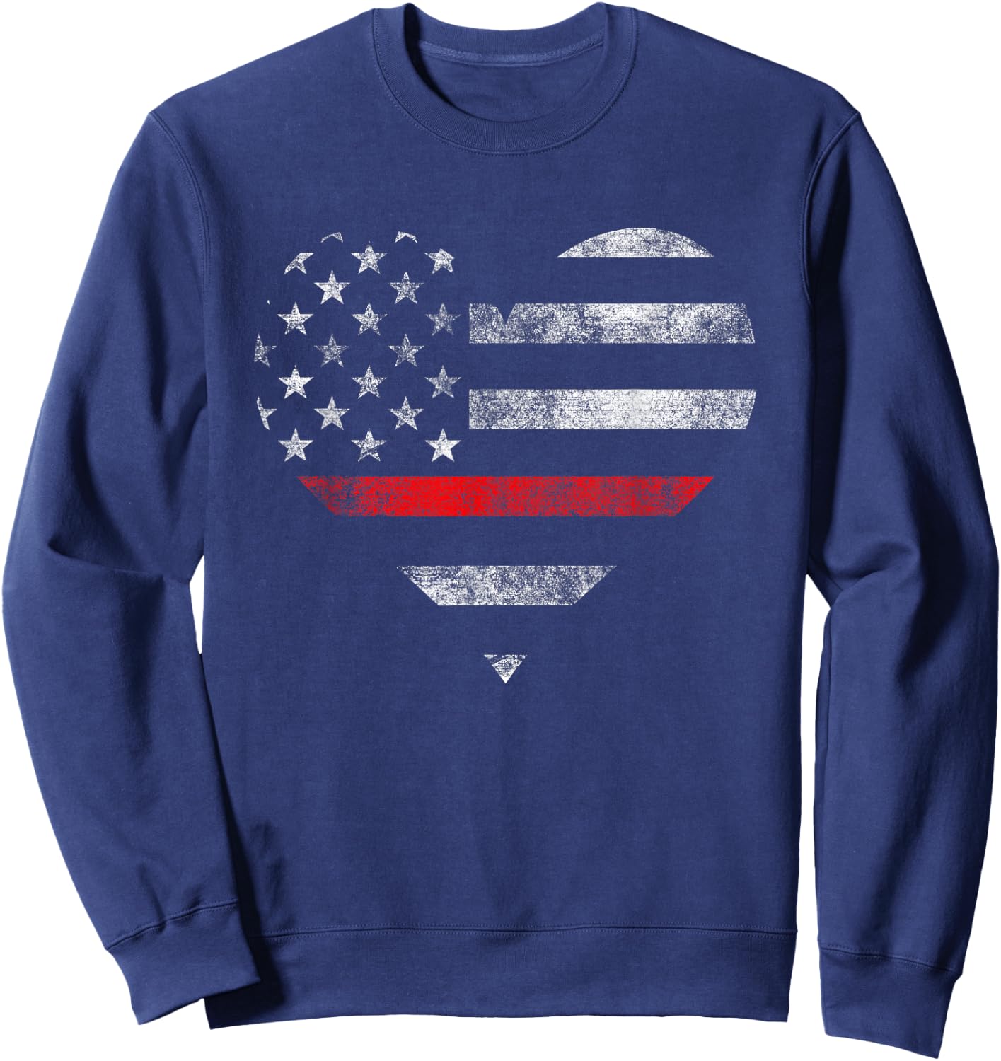 Firefighter Wife Heart Flag The Thin Red Line Family Sweatshirt - Sweatshirt | Navy