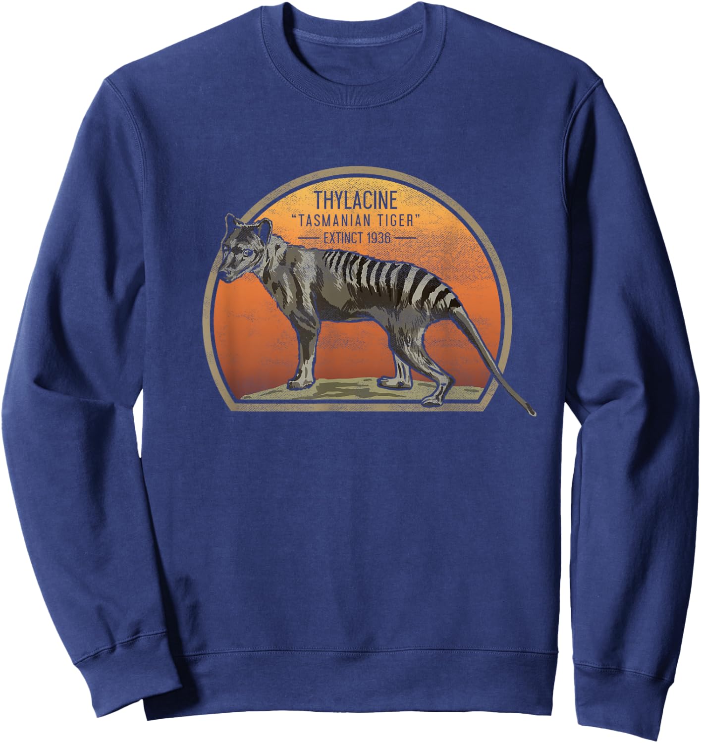 Tasmanian Tiger Tylacine Wolf Australian Extinct Art Picture Sweatshirt - Sweatshirt | Navy