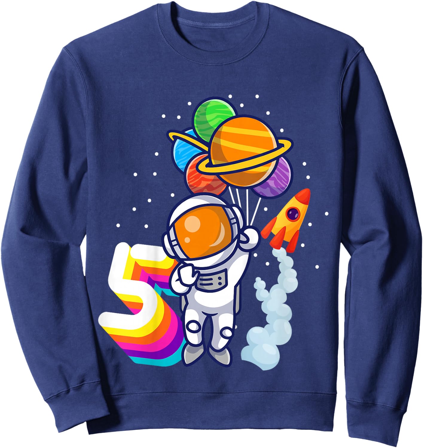5th Birthday Boy Astronaut 5 Years Space Travel Space Sweatshirt - Sweatshirt | Navy