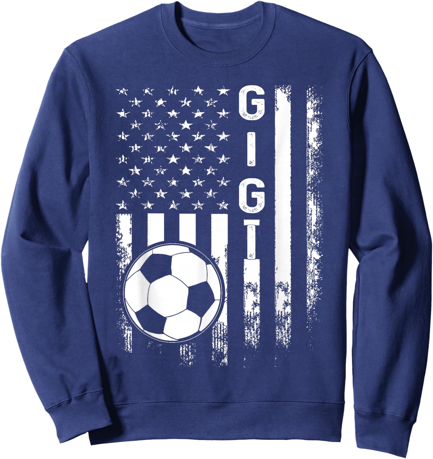 Soccer Gigi American Flag Vintage Christmas Xmas Sweatshirt - Sweatshirt | Navy