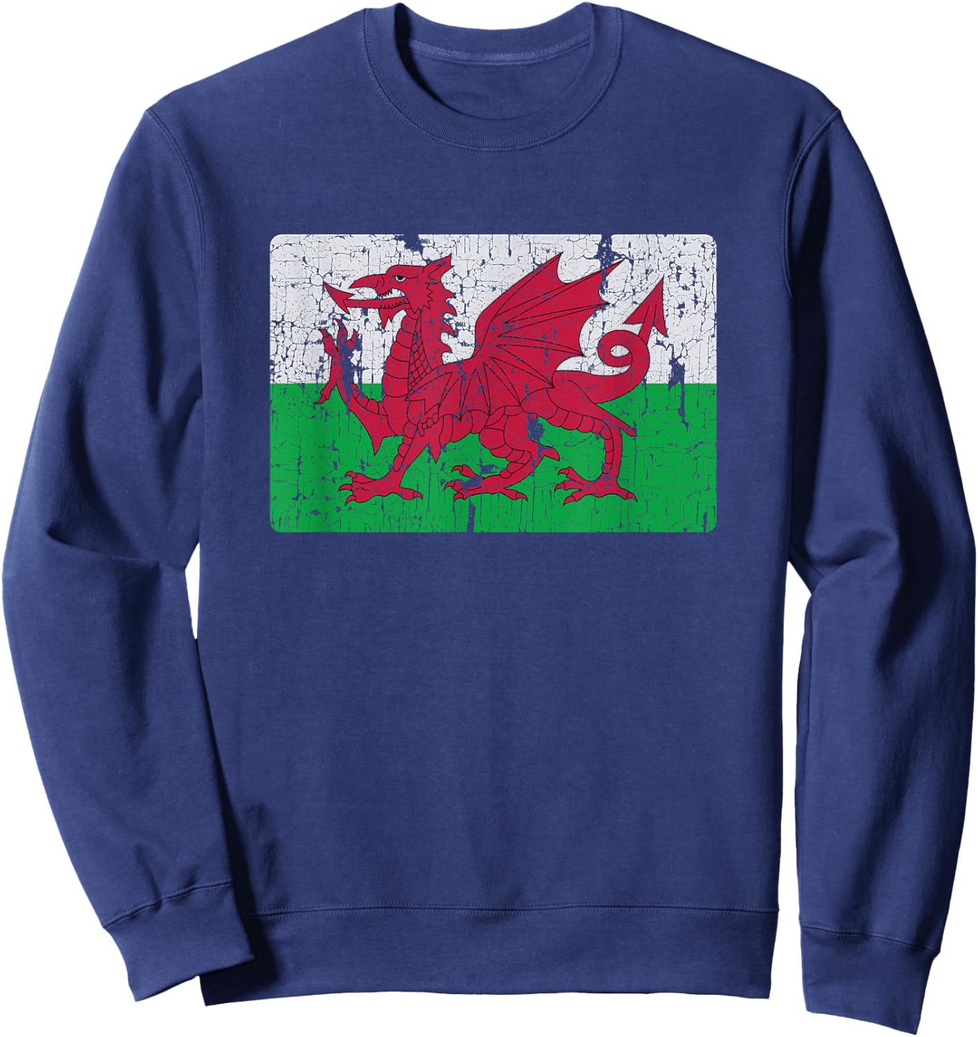 Vintage Welsh Flag Of Wales Souvenir Sweatshirt - Sweatshirt | Navy