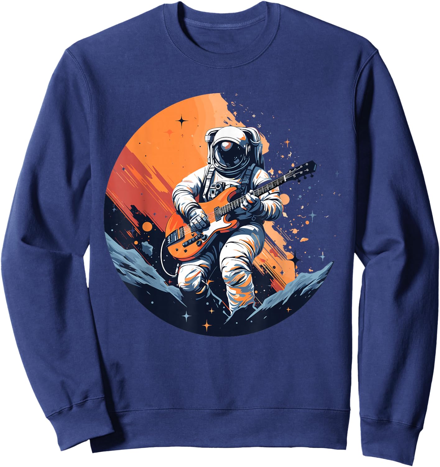 Cool Design with an Astronaut playing Guitar Sweatshirt - Sweatshirt | Navy