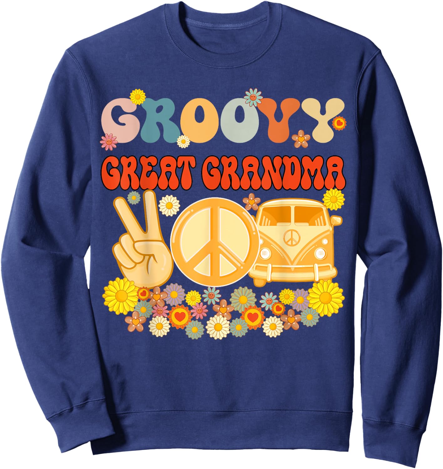 Groovy Great Grandma Retro Matching Family Baby Shower Sweatshirt - Sweatshirt | Navy