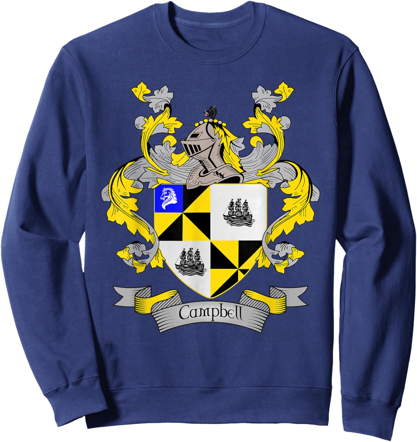Campbell Coat of Arms | Campbell Surname Family Crest Sweatshirt - Sweatshirt | Navy