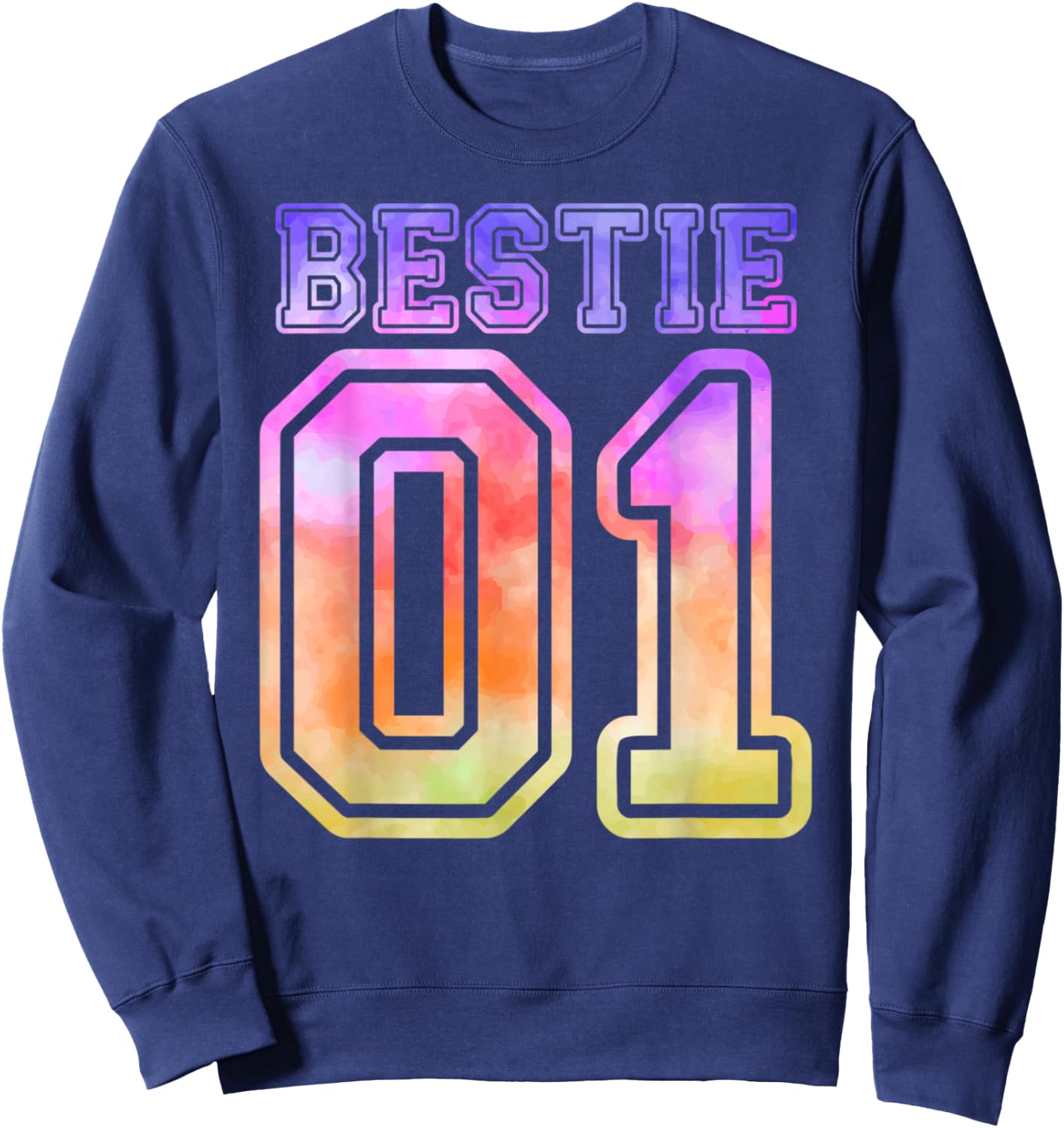 Funny BFF 01 Best Friend Matching Bestie Tie Dye Sweatshirt - Sweatshirt | Navy