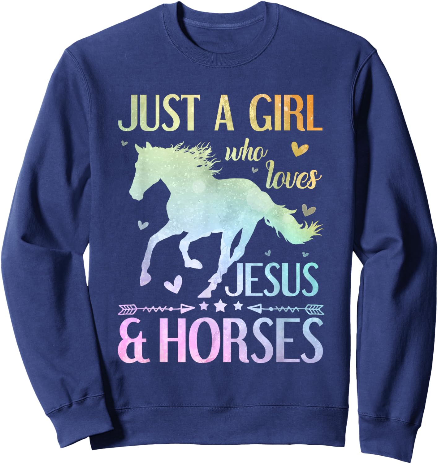 Jesus And Horses, Horse Gifts For Girls, Women Sweatshirt - Sweatshirt | Navy