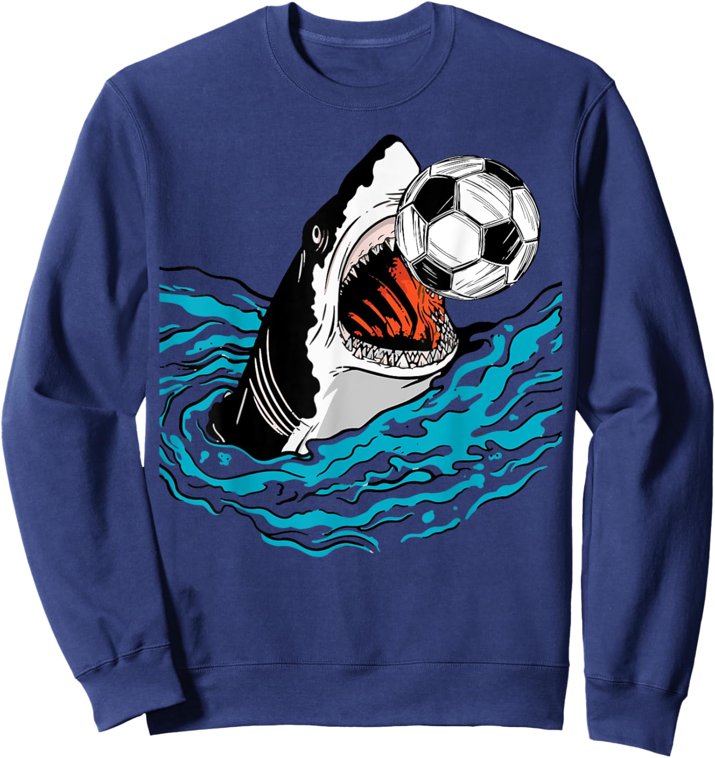Soccer Shark Playing Ball Cool Animal Sports Lovers Gifts Sweatshirt - Sweatshirt | Navy