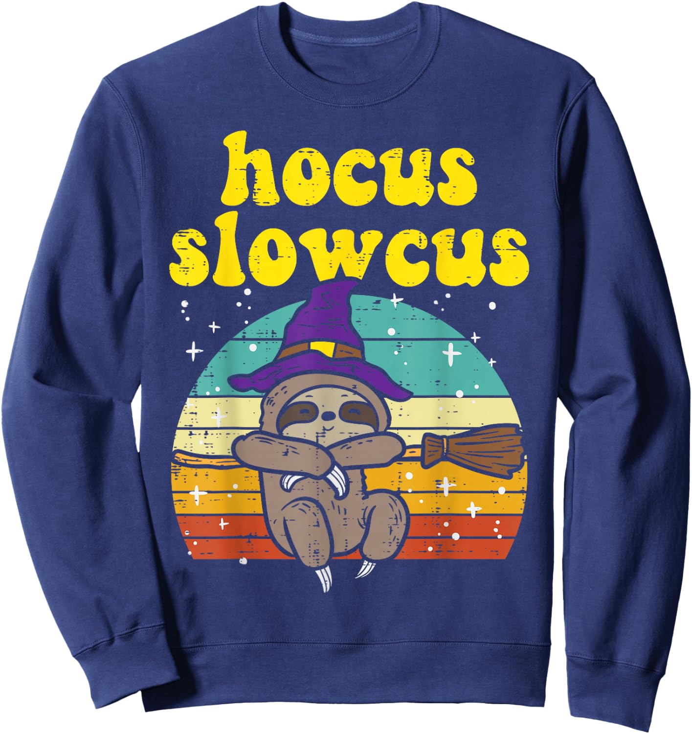 Hocus Slowcus Witch Sloth Retro Cute Animal Halloween Women Sweatshirt - Sweatshirt | Navy