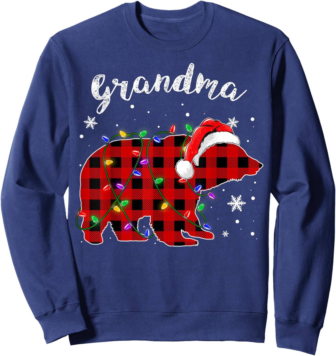 Red Plaid Grandma Bear Buffalo Family Pajama Christmas Sweatshirt - Sweatshirt | Navy