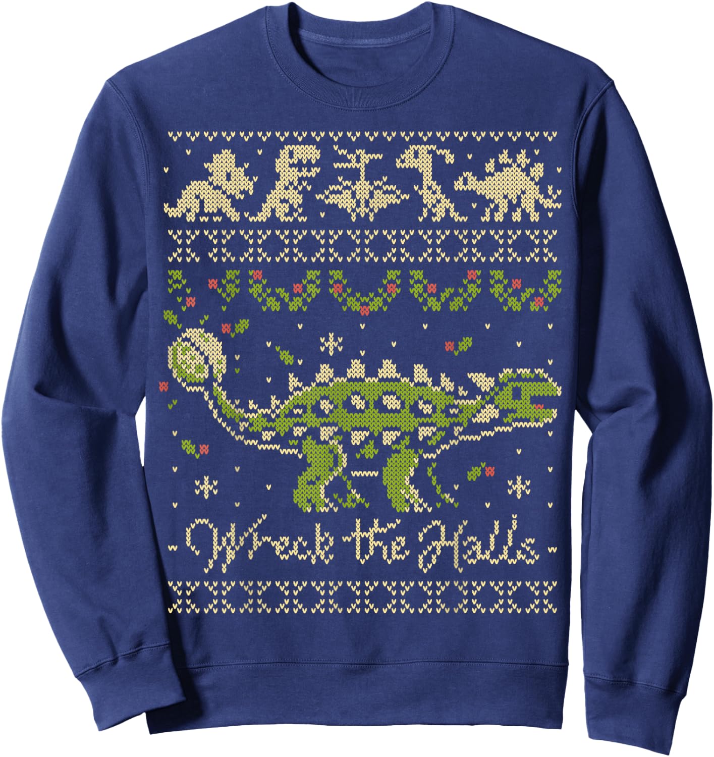 Ankylosaurus Dinosaur Christmas Sweater Sweatshirt - Sweatshirt | Navy