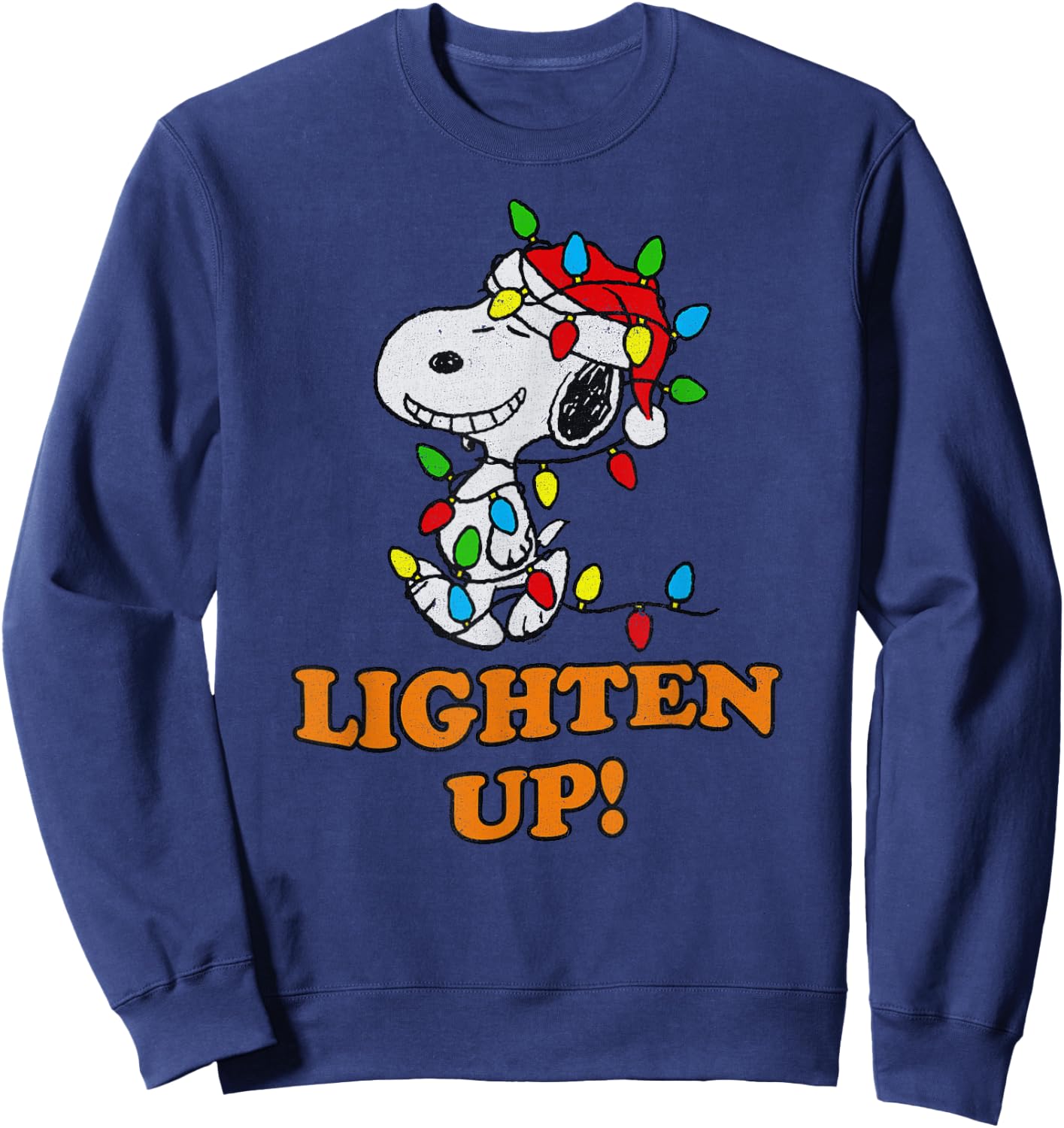 Peanuts Snoopy Christmas Lighten Up Short Sleeve Sweatshirt - Sweatshirt | Navy