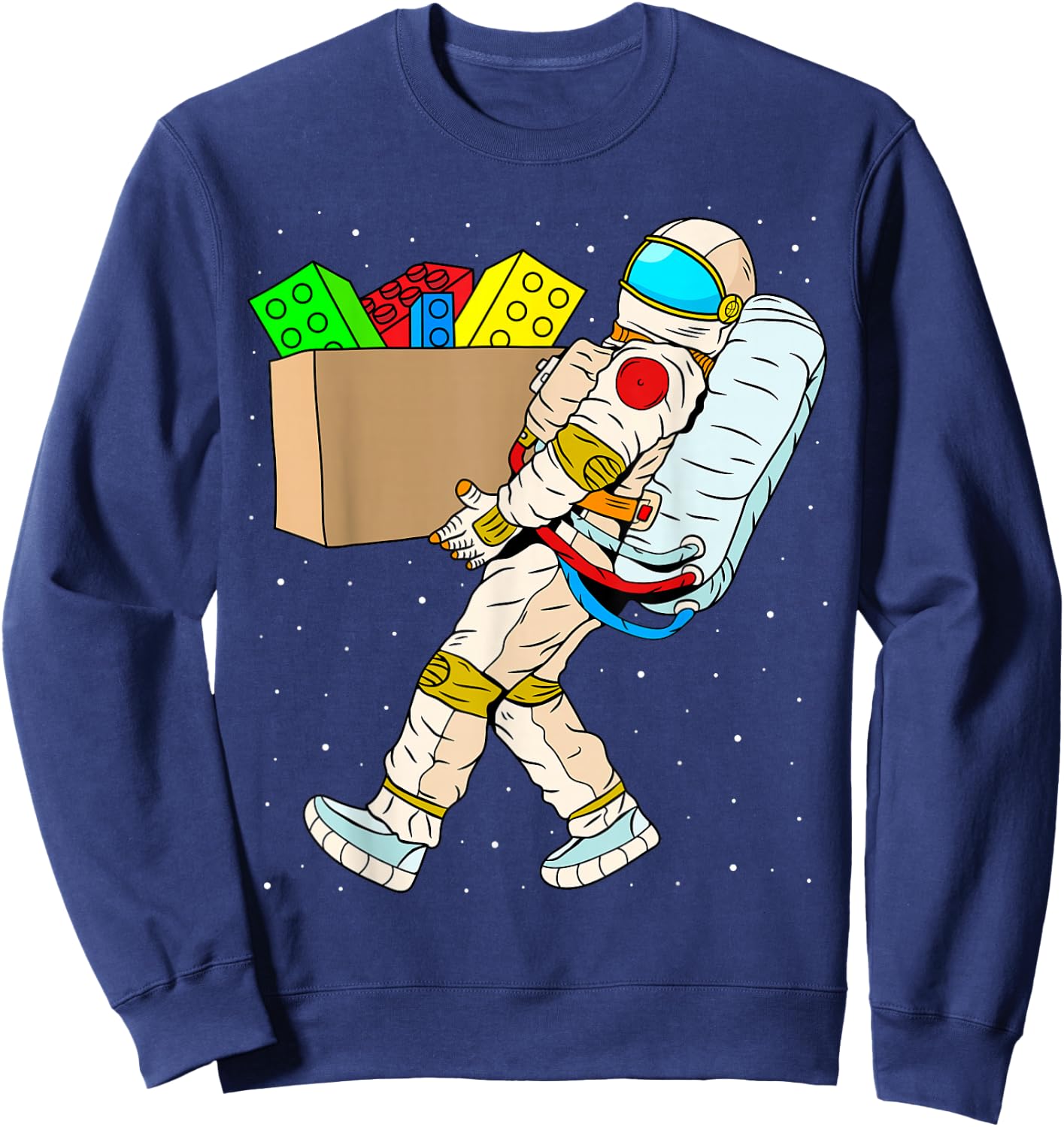 Space Astronaut Master Builder Boys Kids Building Blocks Sweatshirt - Sweatshirt | Navy