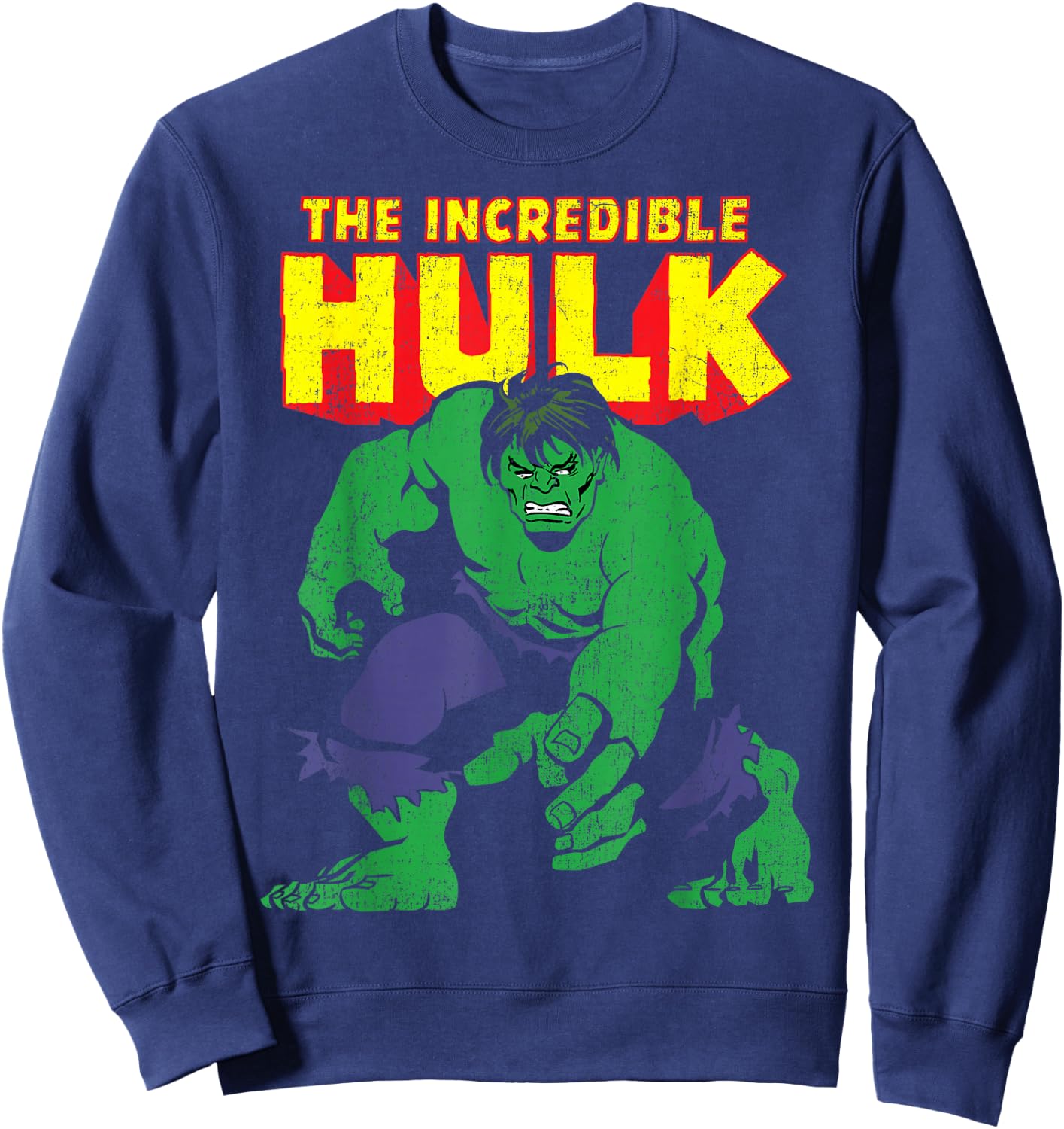 Marvel Classic The Incredible Hulk Distressed Portrait Small Sweatshirt - Sweatshirt | Navy