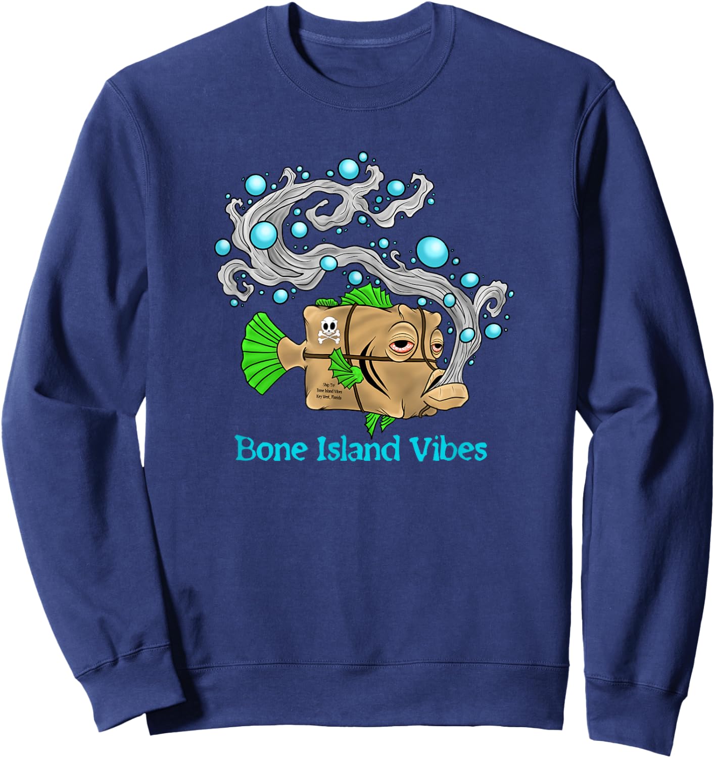 Bone Island Vibes Square Grouper Sweatshirt - Sweatshirt | Navy