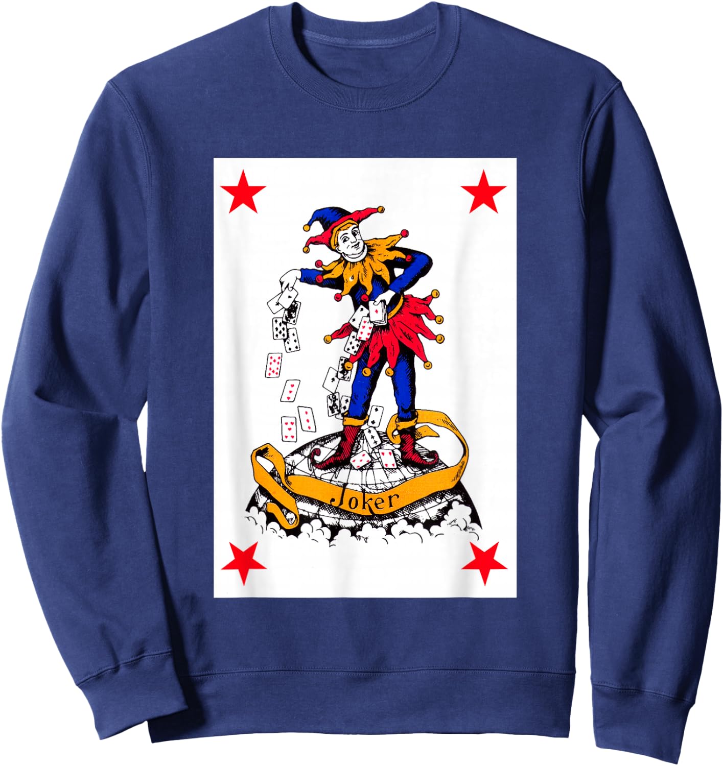 Joker Playing Card Vintage Red Clown Poker Costume Sweatshirt - Sweatshirt | Navy
