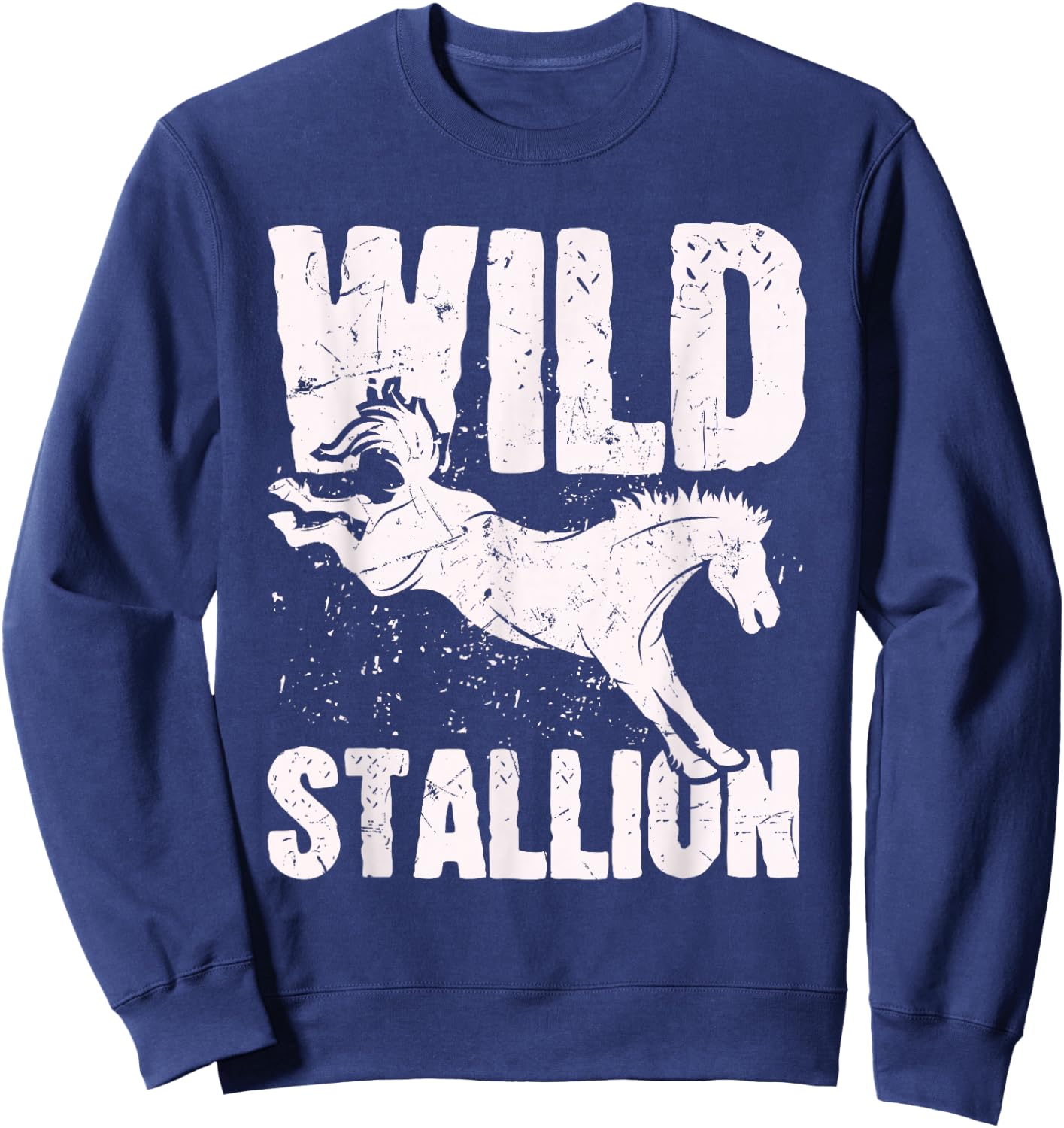 Cool Wild Stallion Rider Riding Horse Lover Horse Owners Sweatshirt - Sweatshirt | Navy