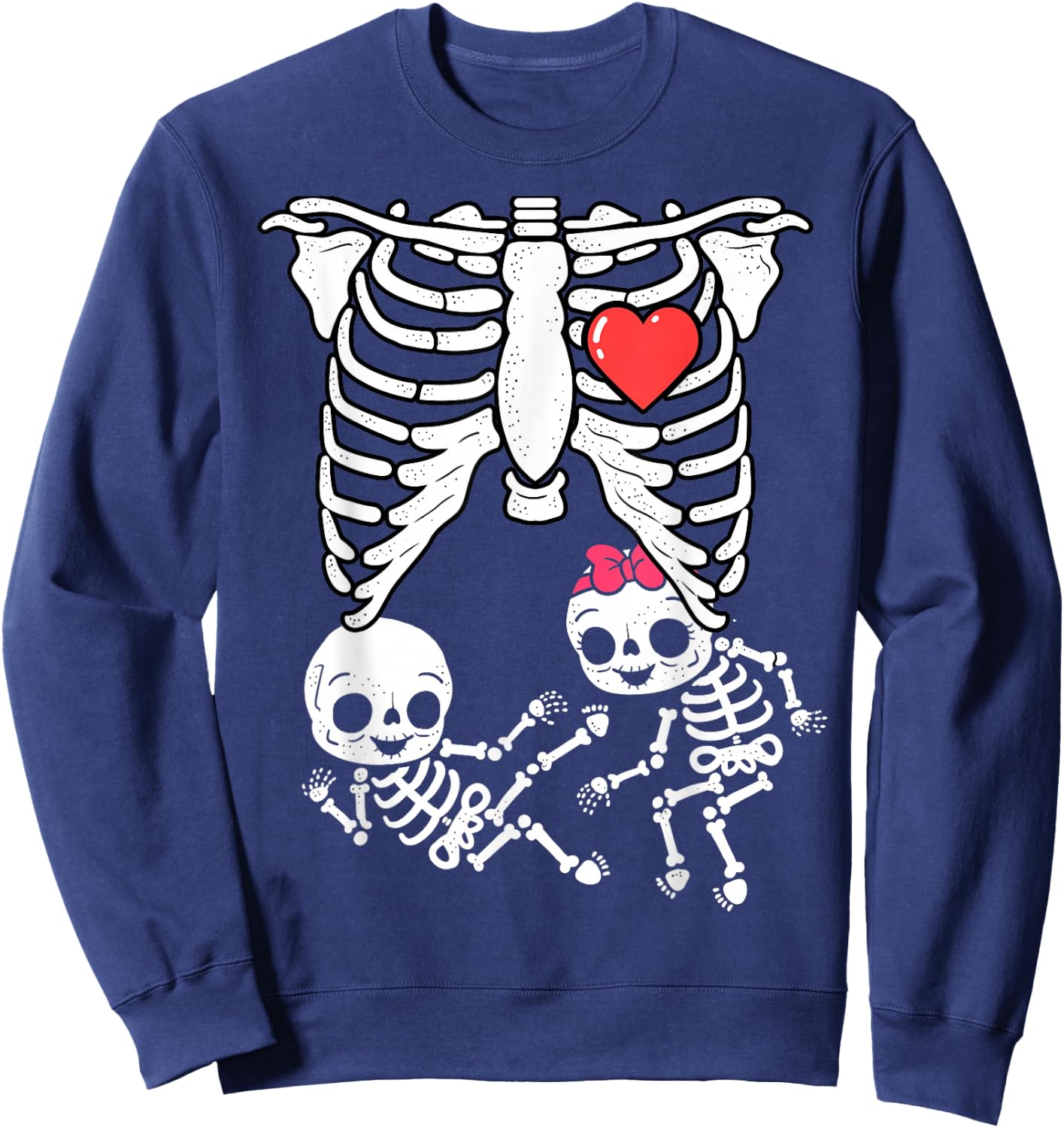 Skeleton Pregnancy Announcement Shirt Boy Girl Twins Xray Sweatshirt - Sweatshirt | Navy