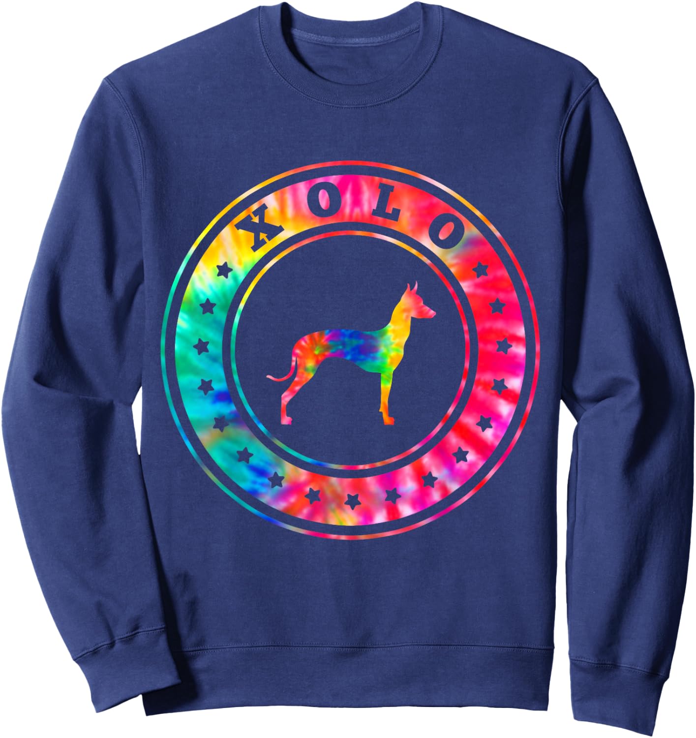 Tie Dye Xoloitzcuintli Xolo Dog Mom Dad Pet Lover Men Women Kids Sweatshirt - Sweatshirt | Navy