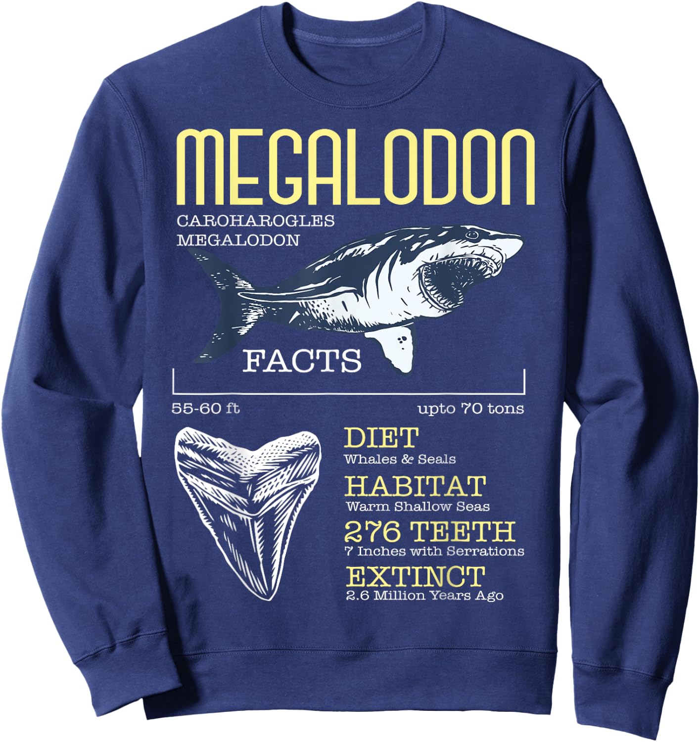 Megalodon Shirt Meg Facts Funny Shark Lover Sweatshirt - Sweatshirt | Navy