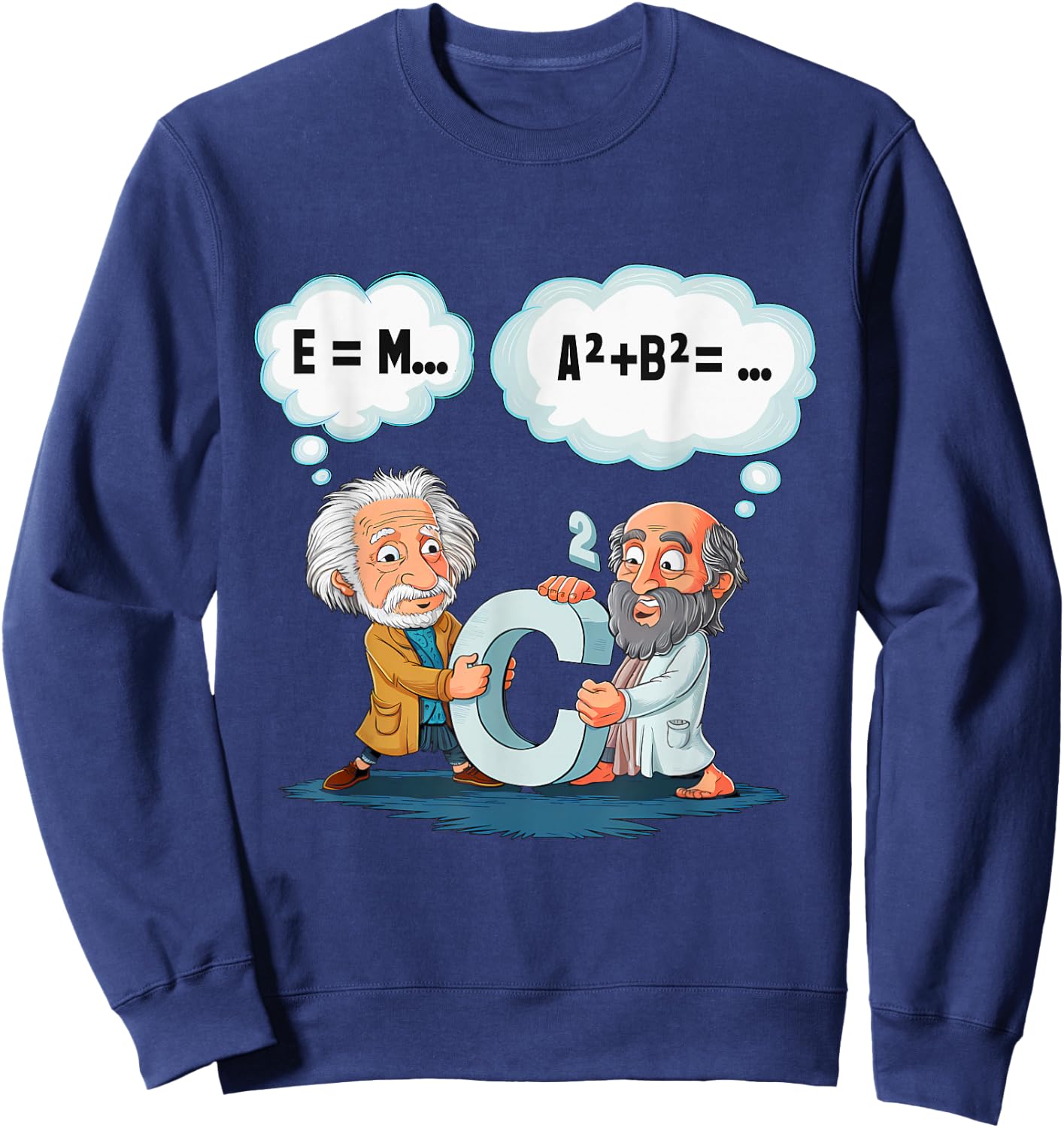 Funny Math E = MC² a² + b² = c² Groovy Science Sweatshirt - Sweatshirt | Navy