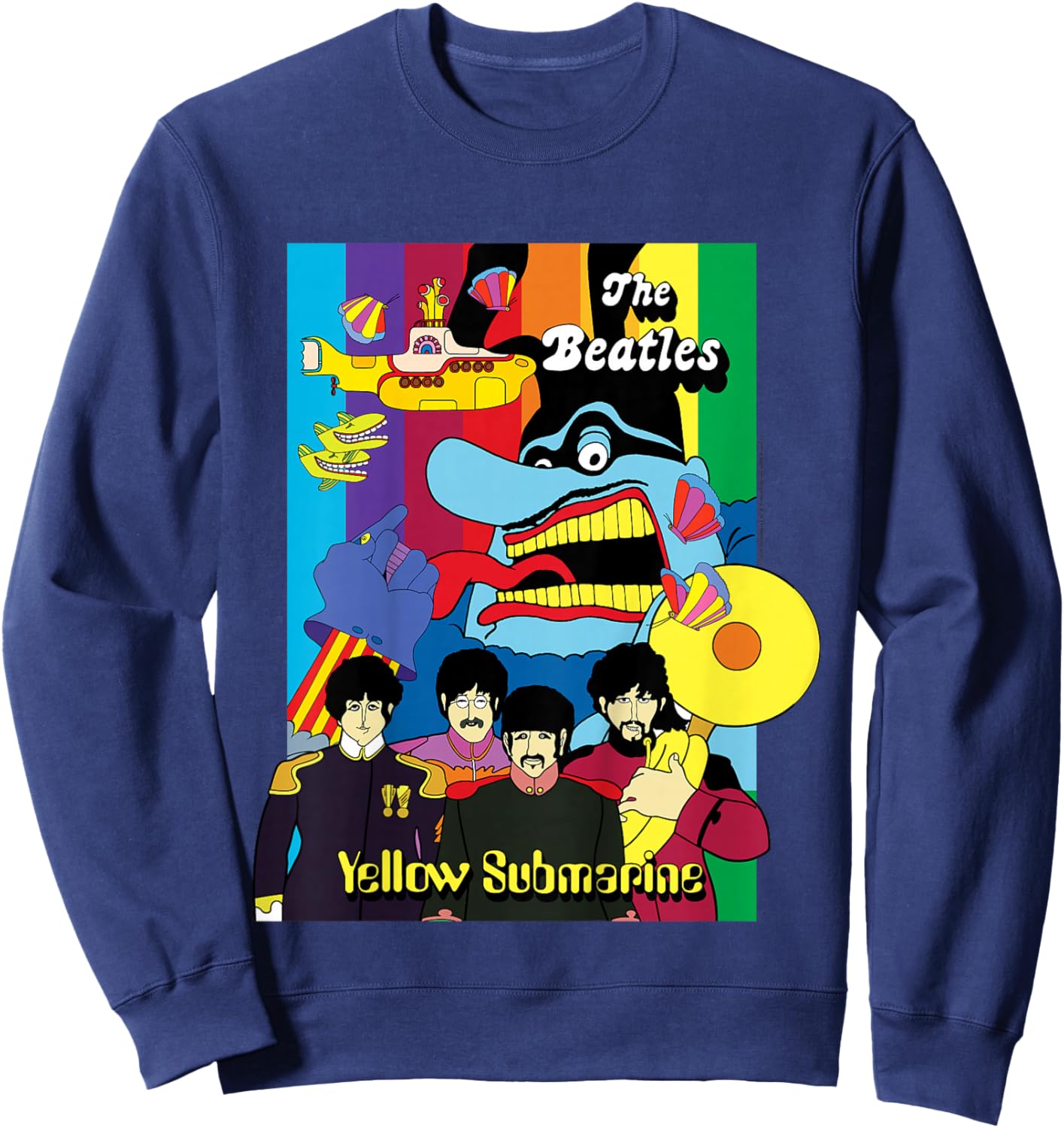 The Beatles - Yellow Submarine Collage Poster Sweatshirt - Sweatshirt | Navy