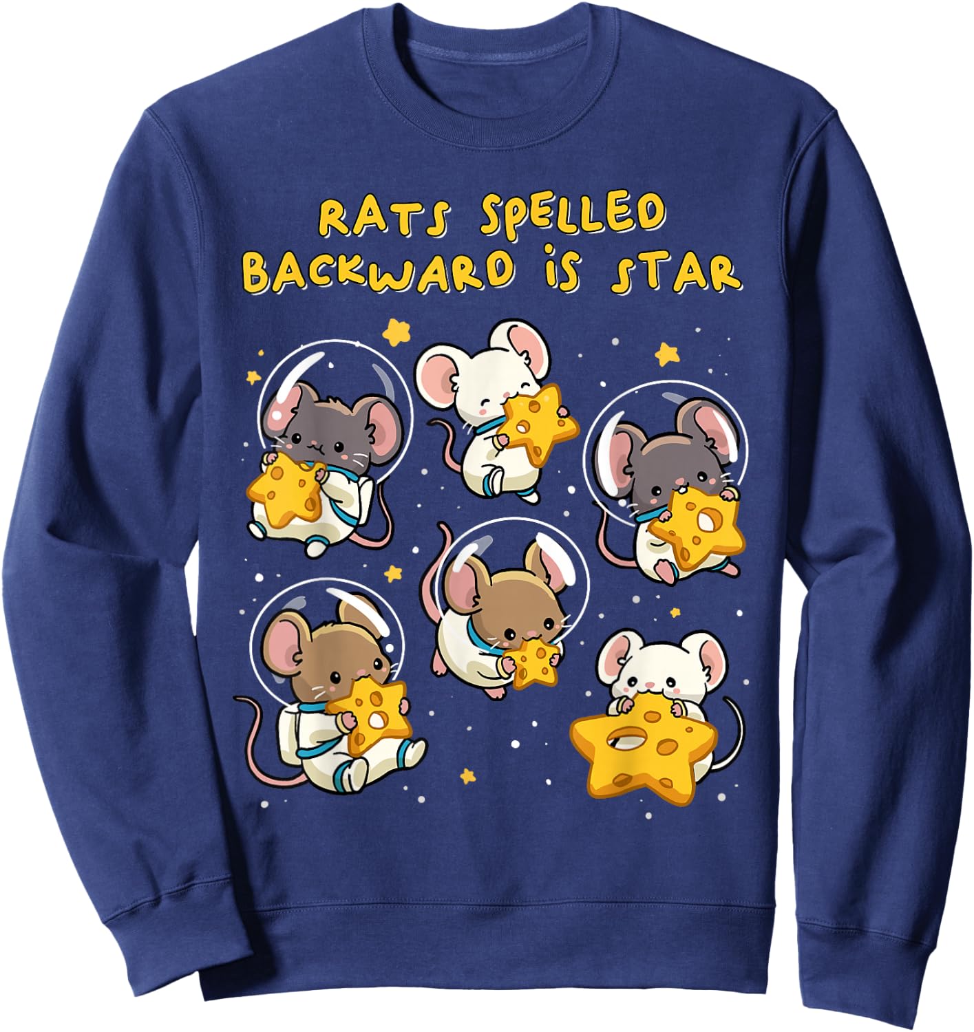 Rats Spelled Backward is Star Funny Space Rat Mice Anagram Sweatshirt - Sweatshirt | Navy