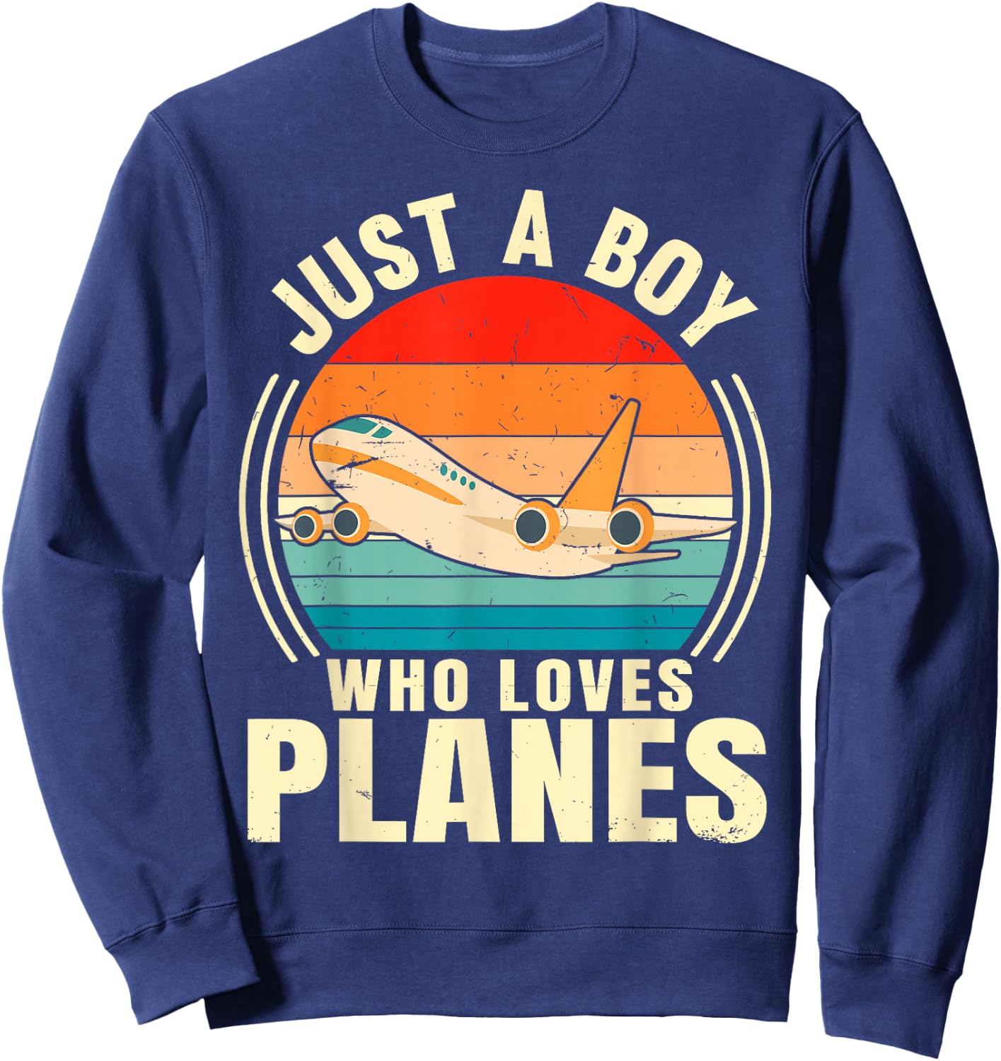 Just A Boy Who Loves Planes Airplane Aircraft Lovers Sweatshirt - Sweatshirt | Navy