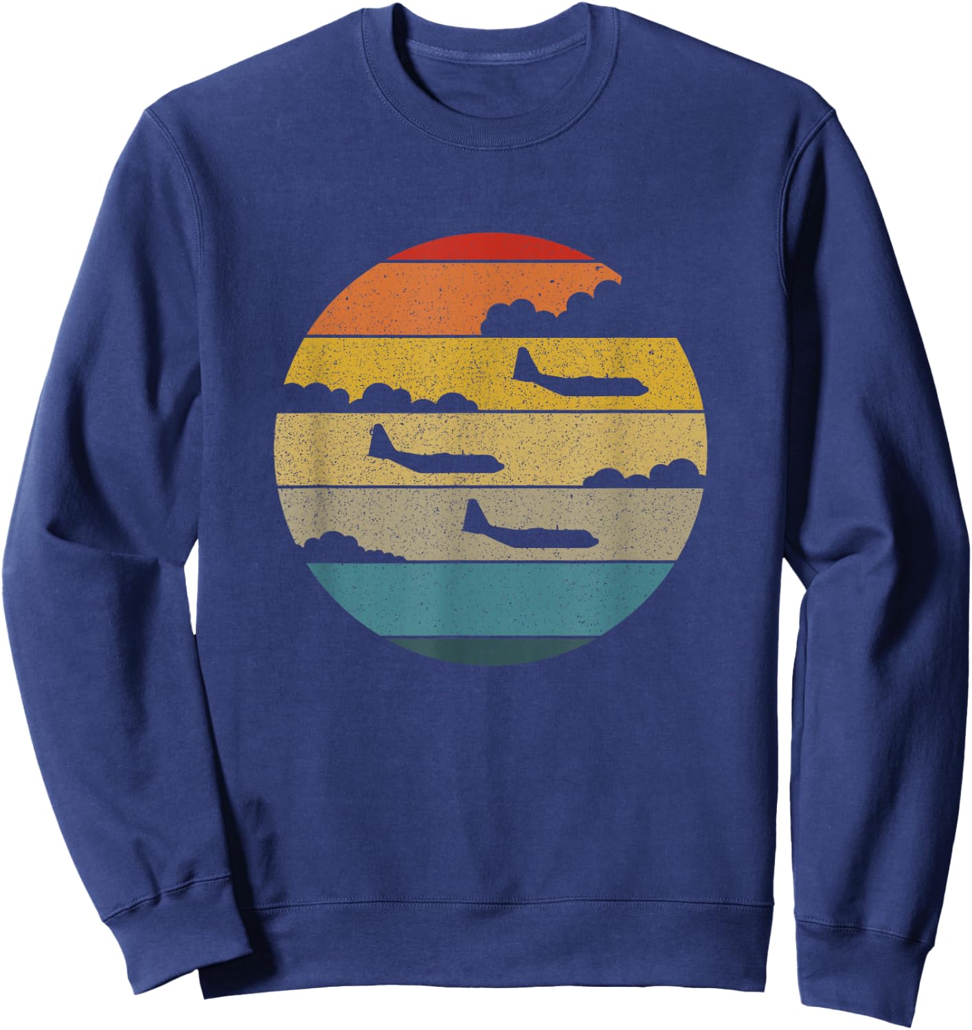 C-130 Hercules Retro Sunset Aeroplane Flying C130 Sweatshirt - Sweatshirt | Navy