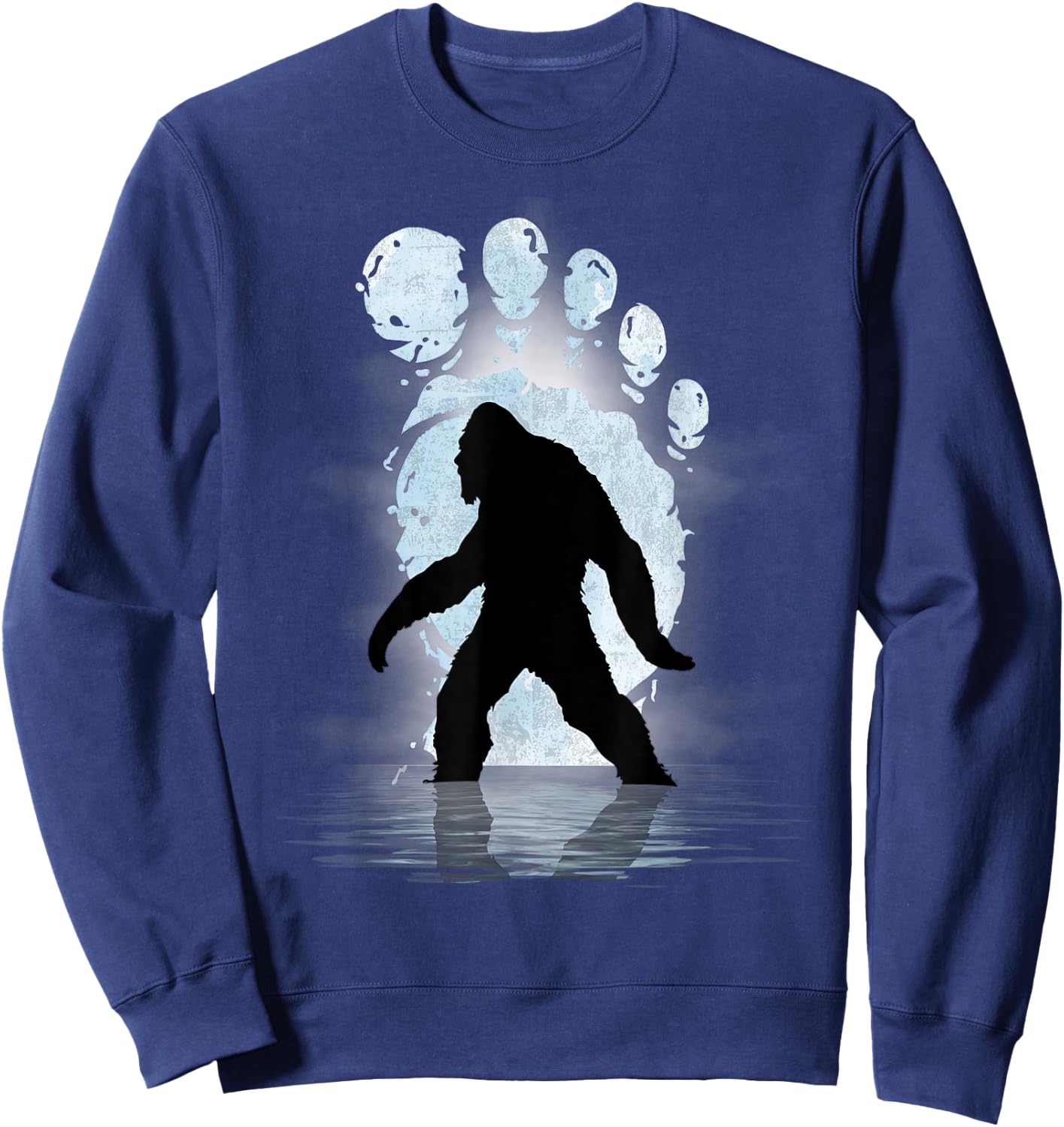 Bigfoot Footprint Moon Light Funny Sasquatch Sweatshirt - Sweatshirt | Navy