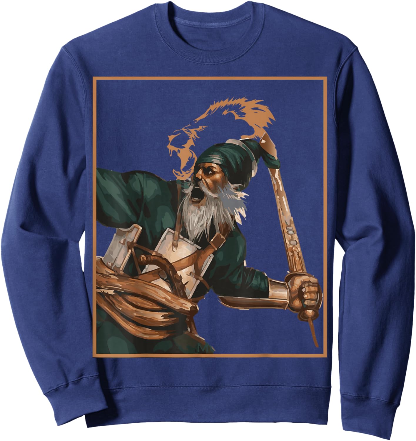 Sikh Martyr Baba Deep Singh Shahid Khanda Lion Sweatshirt - Sweatshirt | Navy