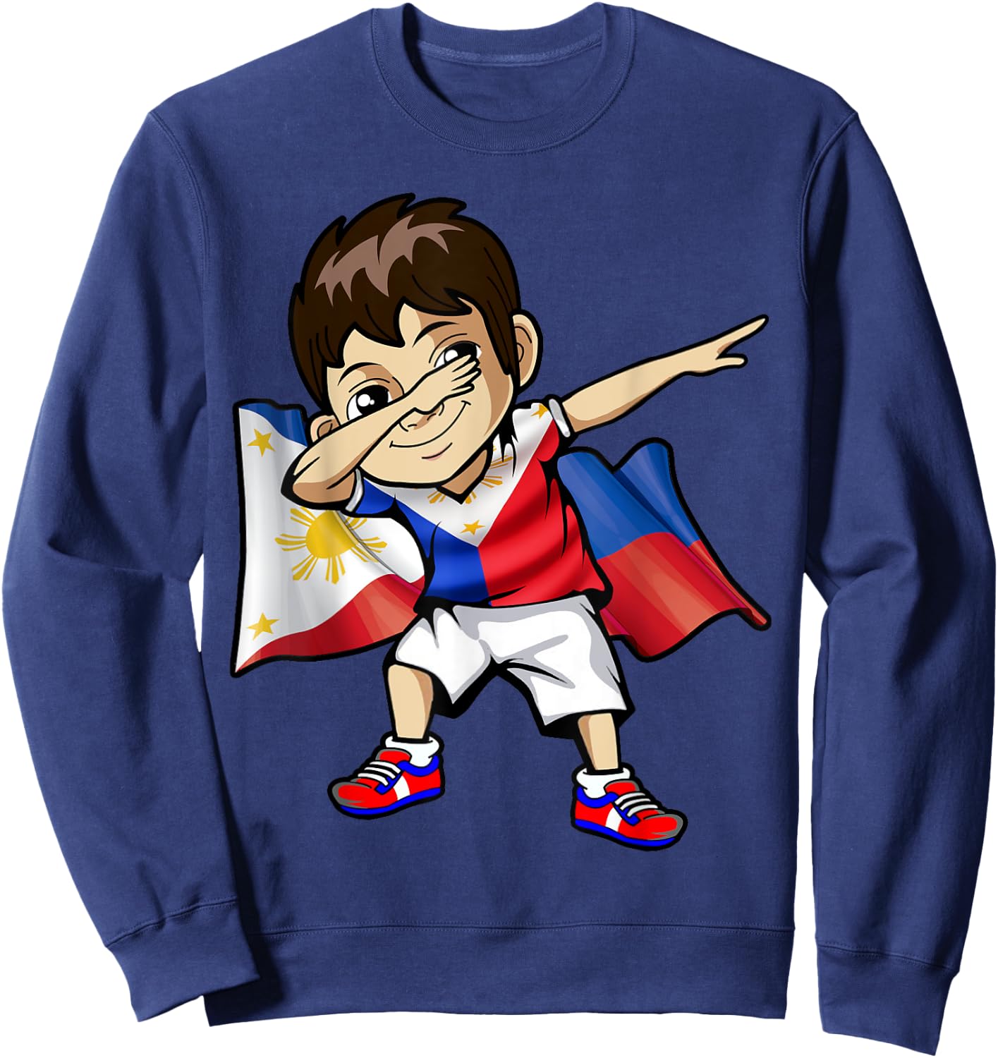 Dabbing Boy Philippine Flag Filipino Meme Jersey Dab T Shirt Sweatshirt - Sweatshirt | Navy