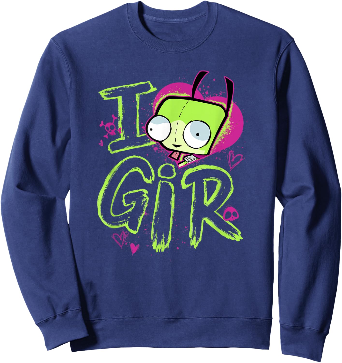 Invader Zim Valentine's Day I Love Gir Small Sweatshirt - Sweatshirt | Navy