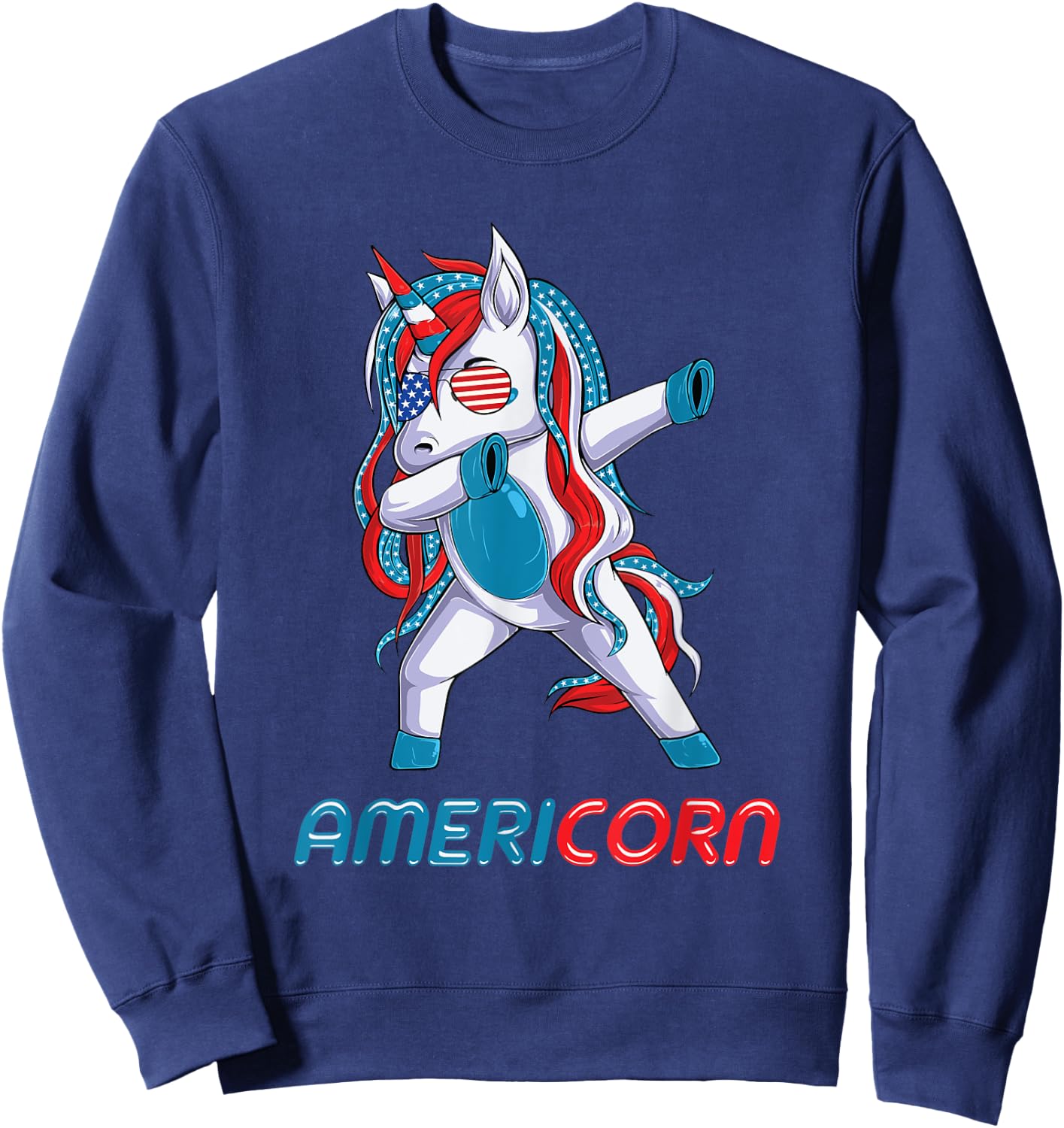 Dabbing Americorn Unicorn 4th Of July Mericorn Merica Kids Sweatshirt - Sweatshirt | Navy