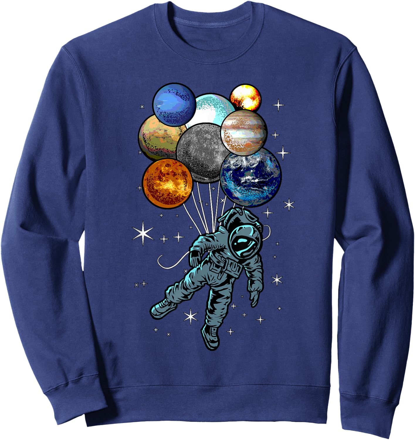 Astronaut Space Balloons Moon Mars Planets | Astronaut Sweatshirt - Sweatshirt | Navy