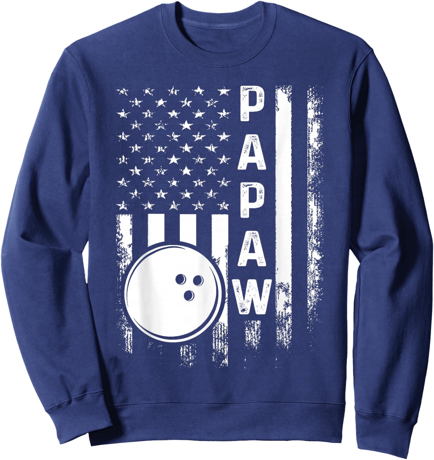 Bowling Papaw American Flag Vintage Christmas Xmas Sweatshirt - Sweatshirt | Navy