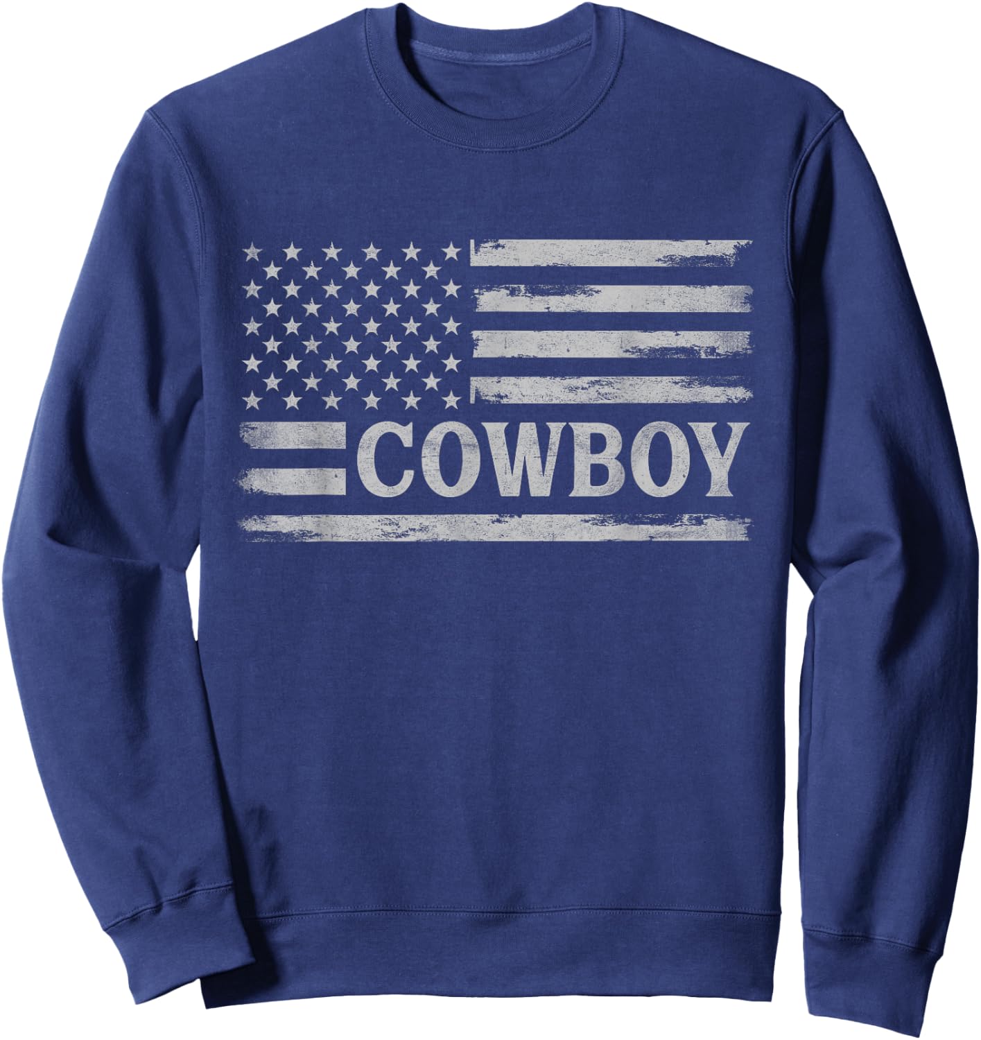 Cowboy Grey Vintage USA Flag Father's Day Rancher Sweatshirt - Sweatshirt | Navy