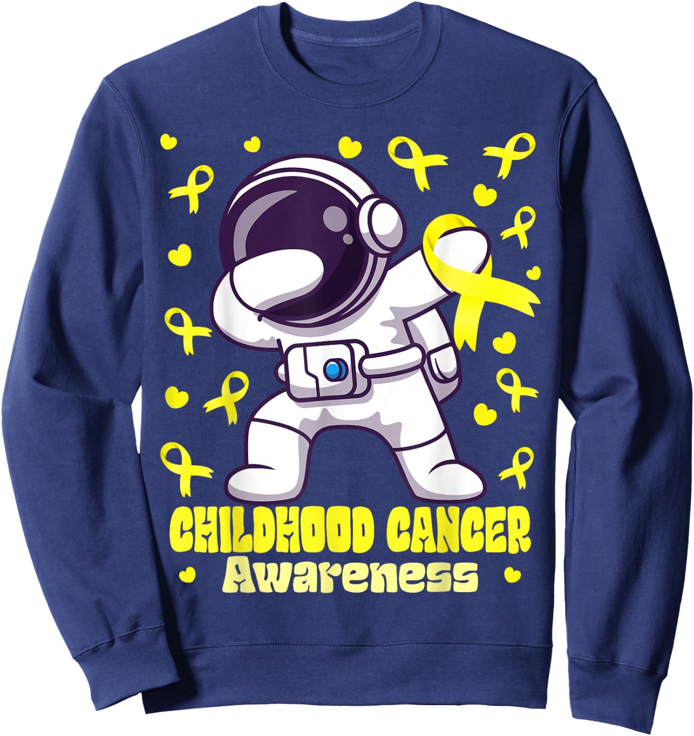 Childhood Cancer Funny Dabbing Astronaut Warrior Sweatshirt - Sweatshirt | Navy