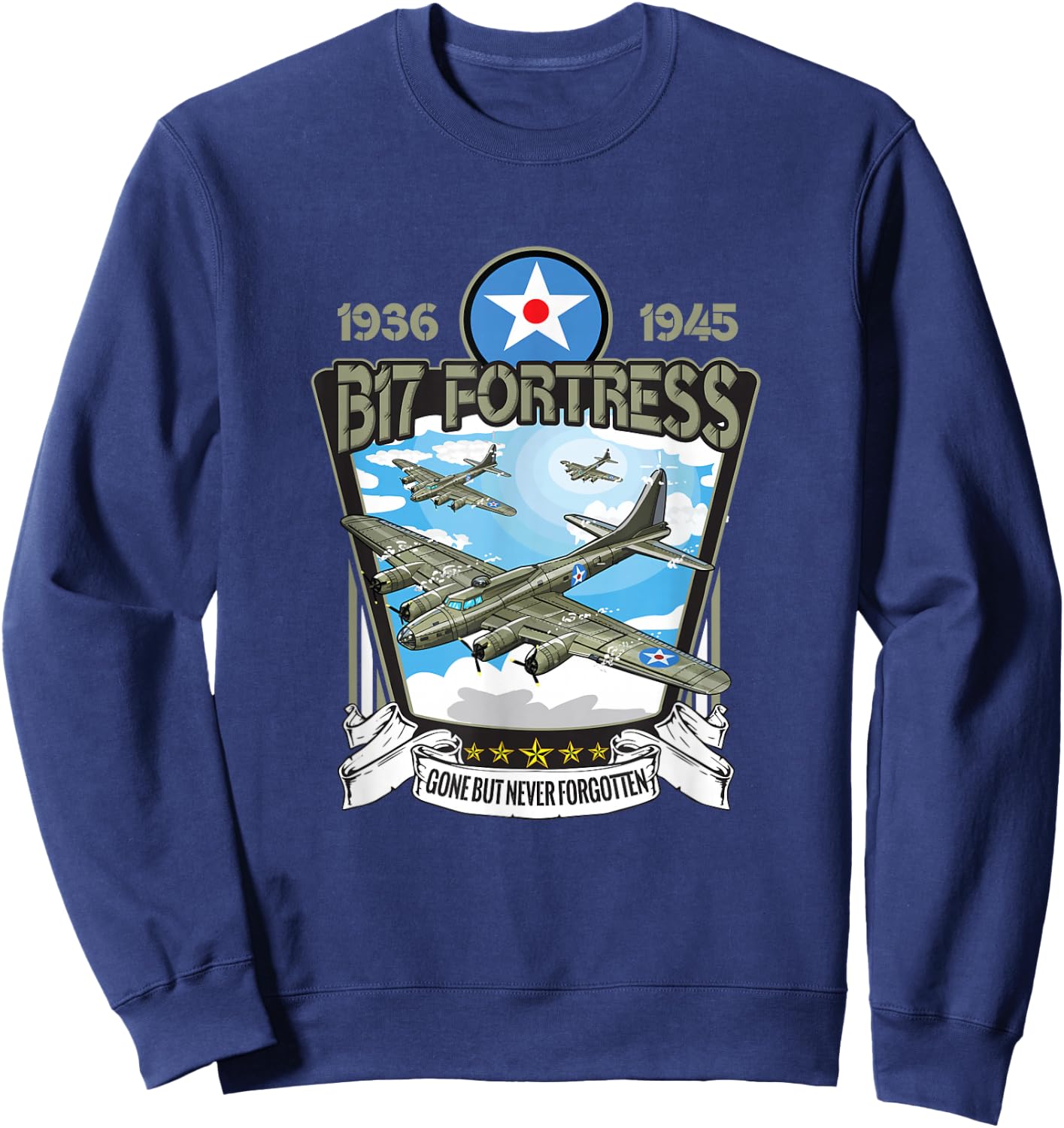 American WW2 Aircraft B-17 Flying Fortress Bomber Sweatshirt - Sweatshirt | Navy