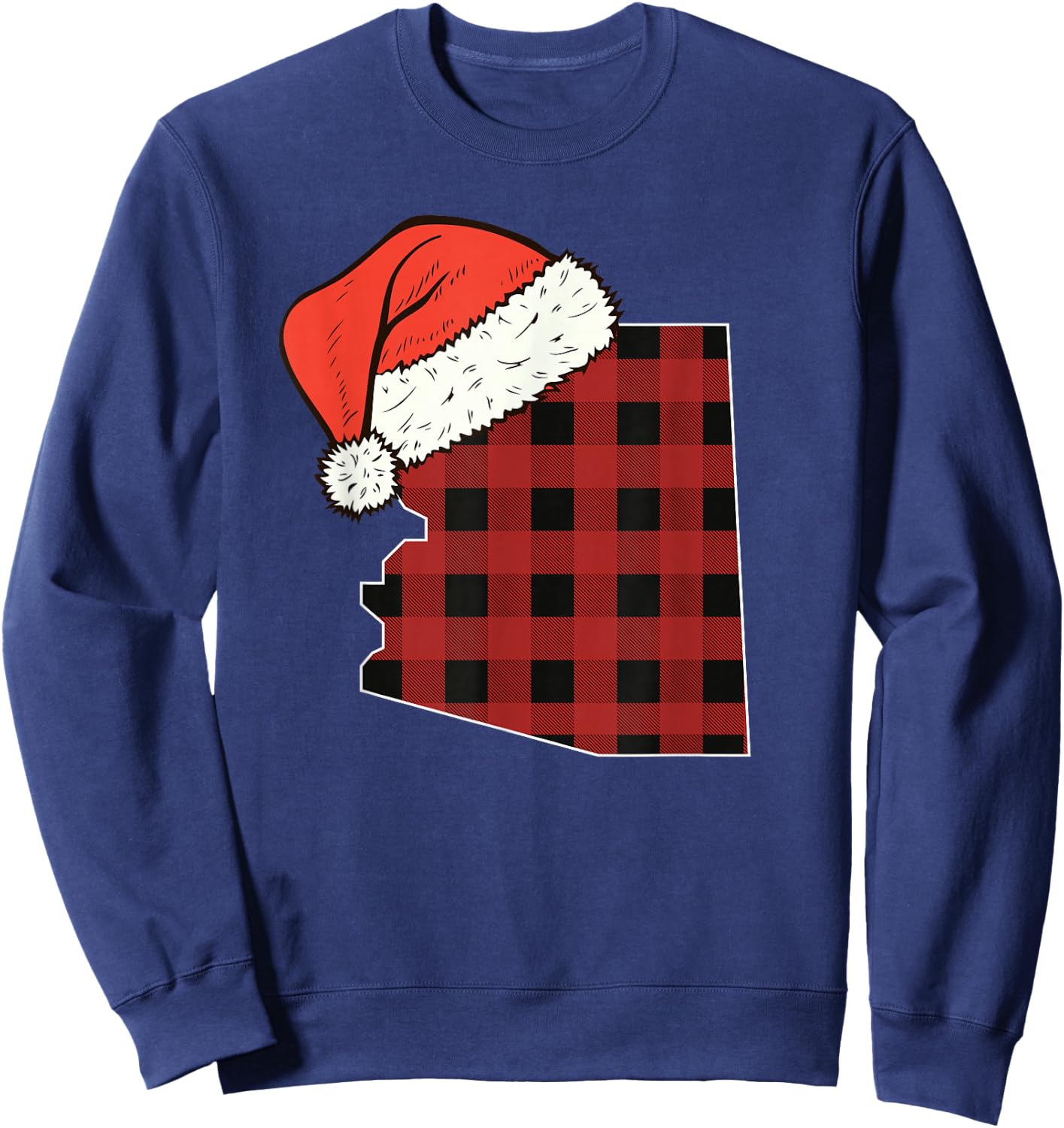 Arizona Plaid Christmas Santa Hat Holiday Matching Design Sweatshirt - Sweatshirt | Navy