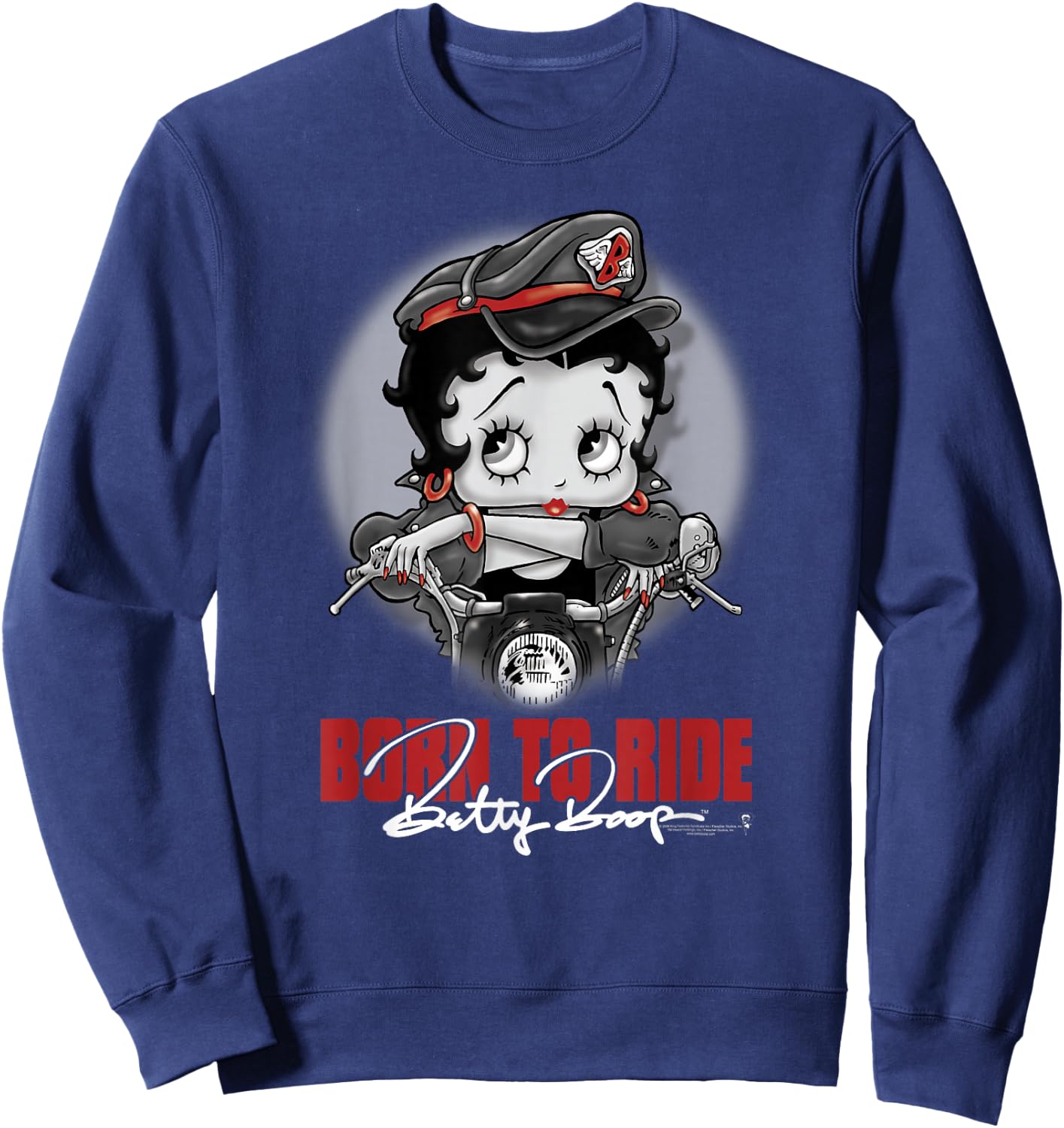 Betty Boop Born to Ride Sweatshirt - Sweatshirt | Navy