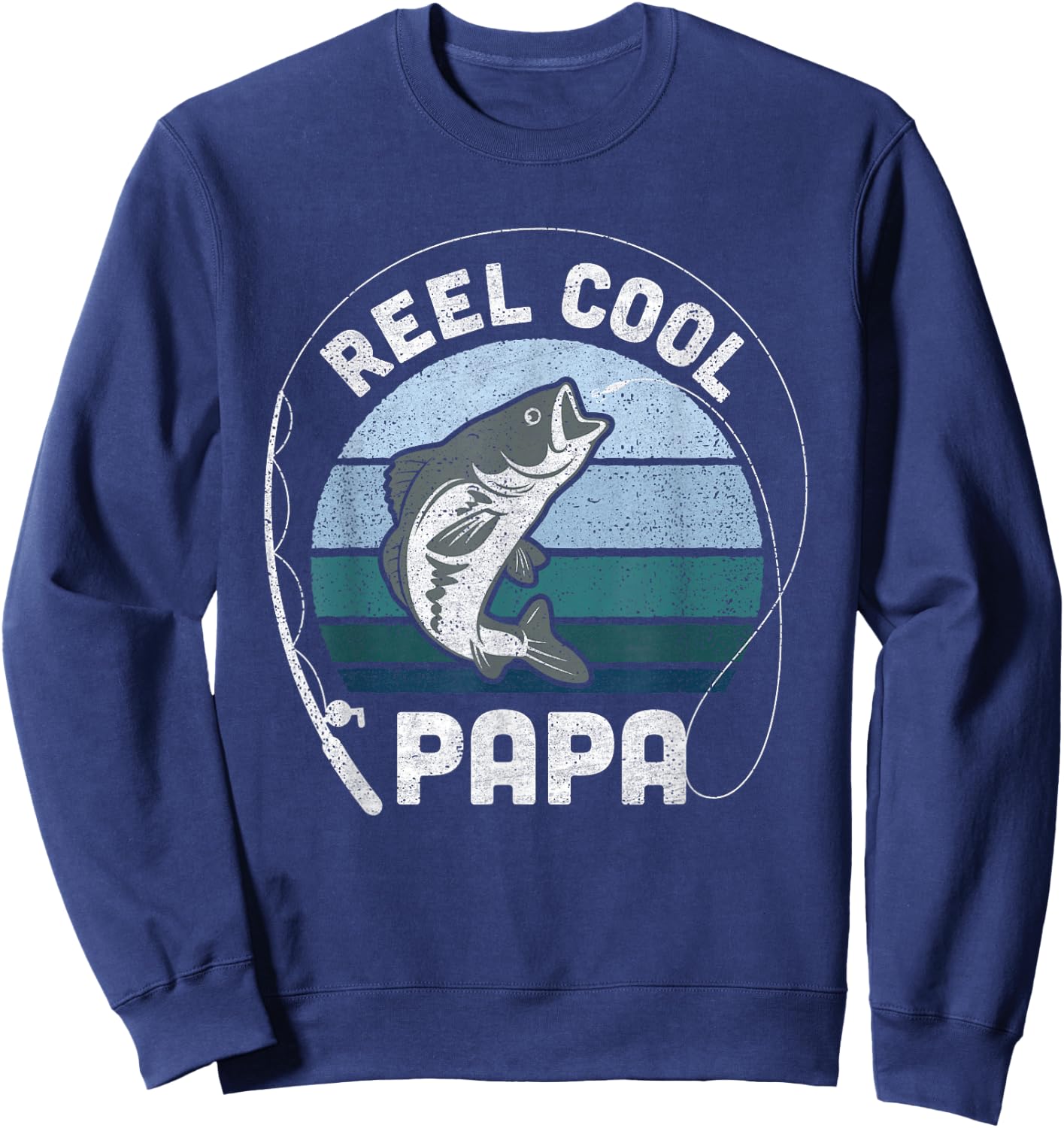 Funny Reel Cool Papa Fishing Fathers Day Sweatshirt - Sweatshirt | Navy