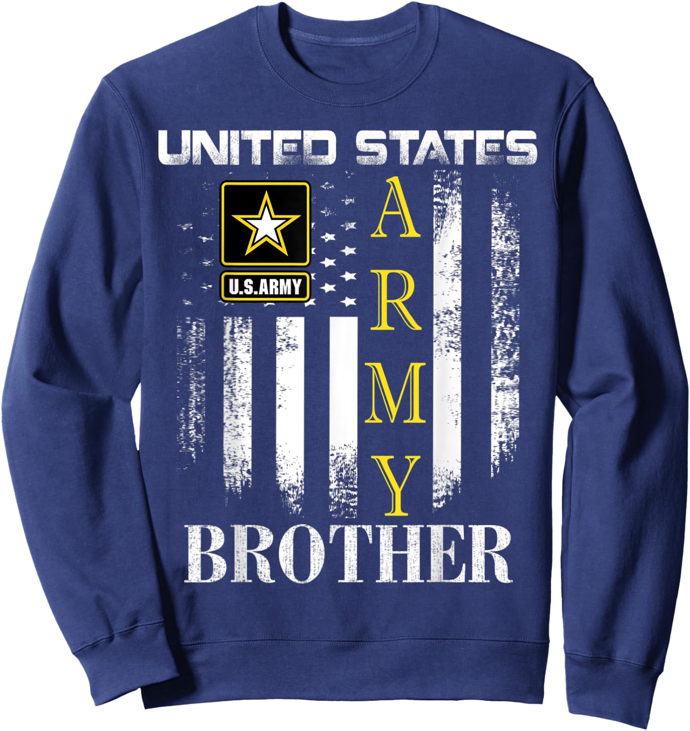 Vintage United States Army Brother With American Flag Gift Women Kids Men Sweatshirt - Sweatshirt | Navy
