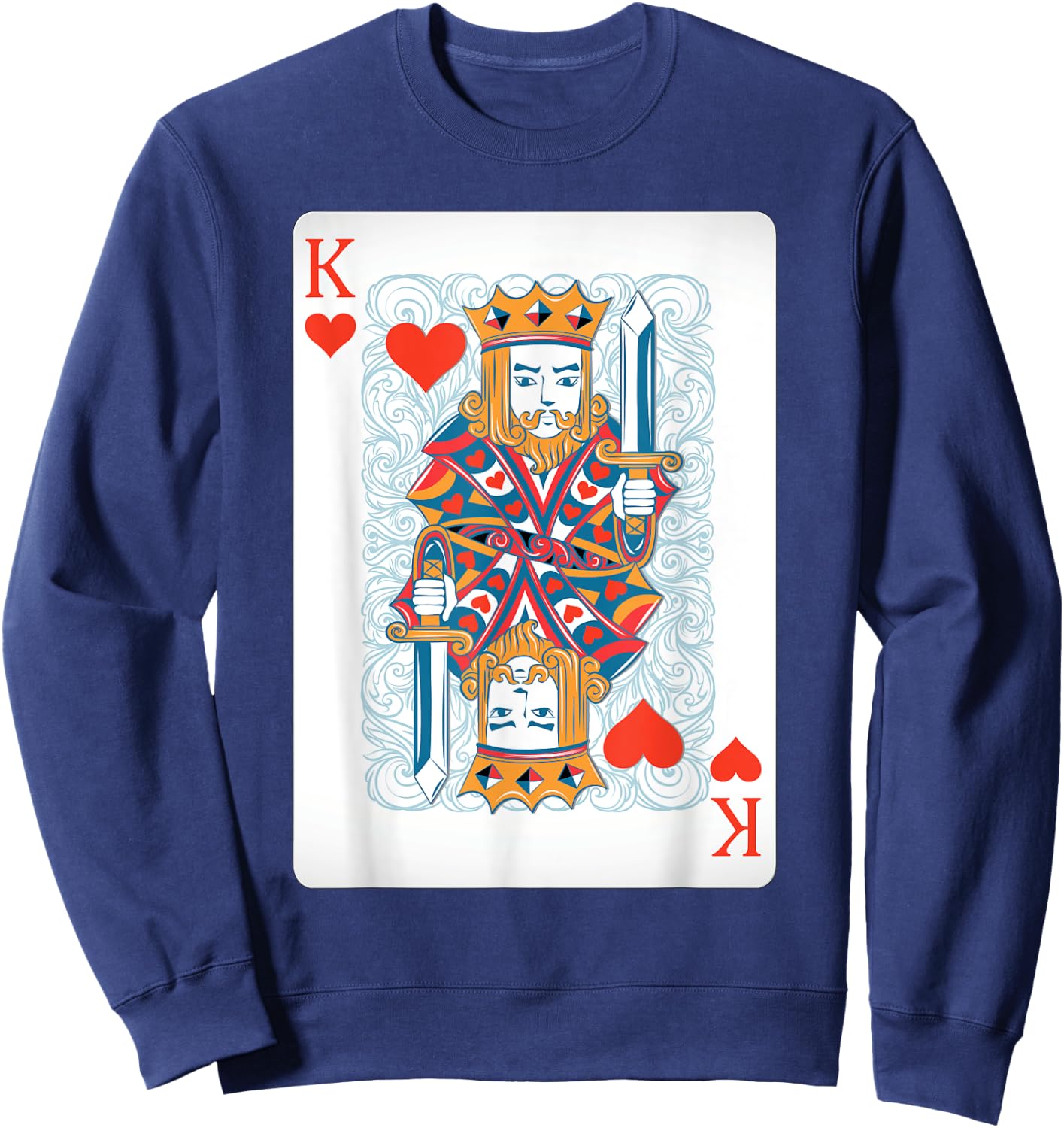 King Of The Hearts Playing Card Poker Sweatshirt - Sweatshirt | Navy