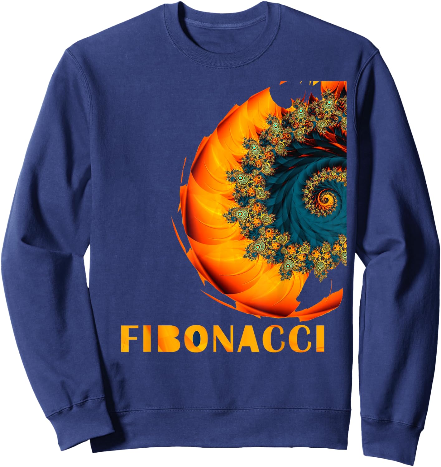 Mega Geometric Sacred Geometry Shirts Fibonacci Flower Circle Black Adult Casual Modern Short Sleeve Sweatshirt - Sweatshirt | Navy