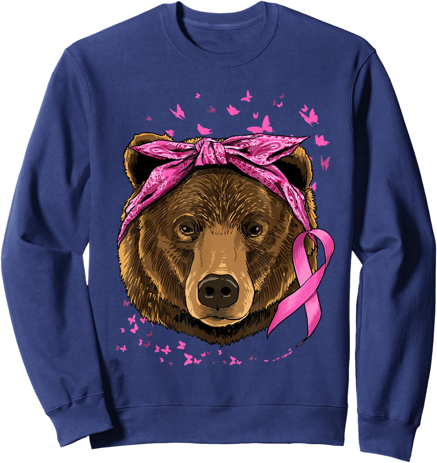 Pawsome Breast Cancer Awareness Women's Pink Animal Print - Small - Short Sleeve - Classic Fit - Cotton Blend - Imported Sweatshirt - Sweatshirt | Navy