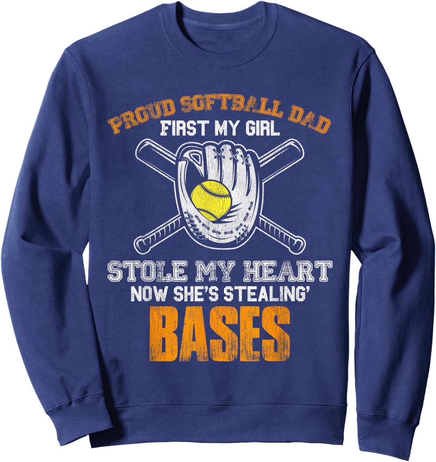 Proud Softball Dad Girl Stole My Heart Sweatshirt - Sweatshirt | Navy