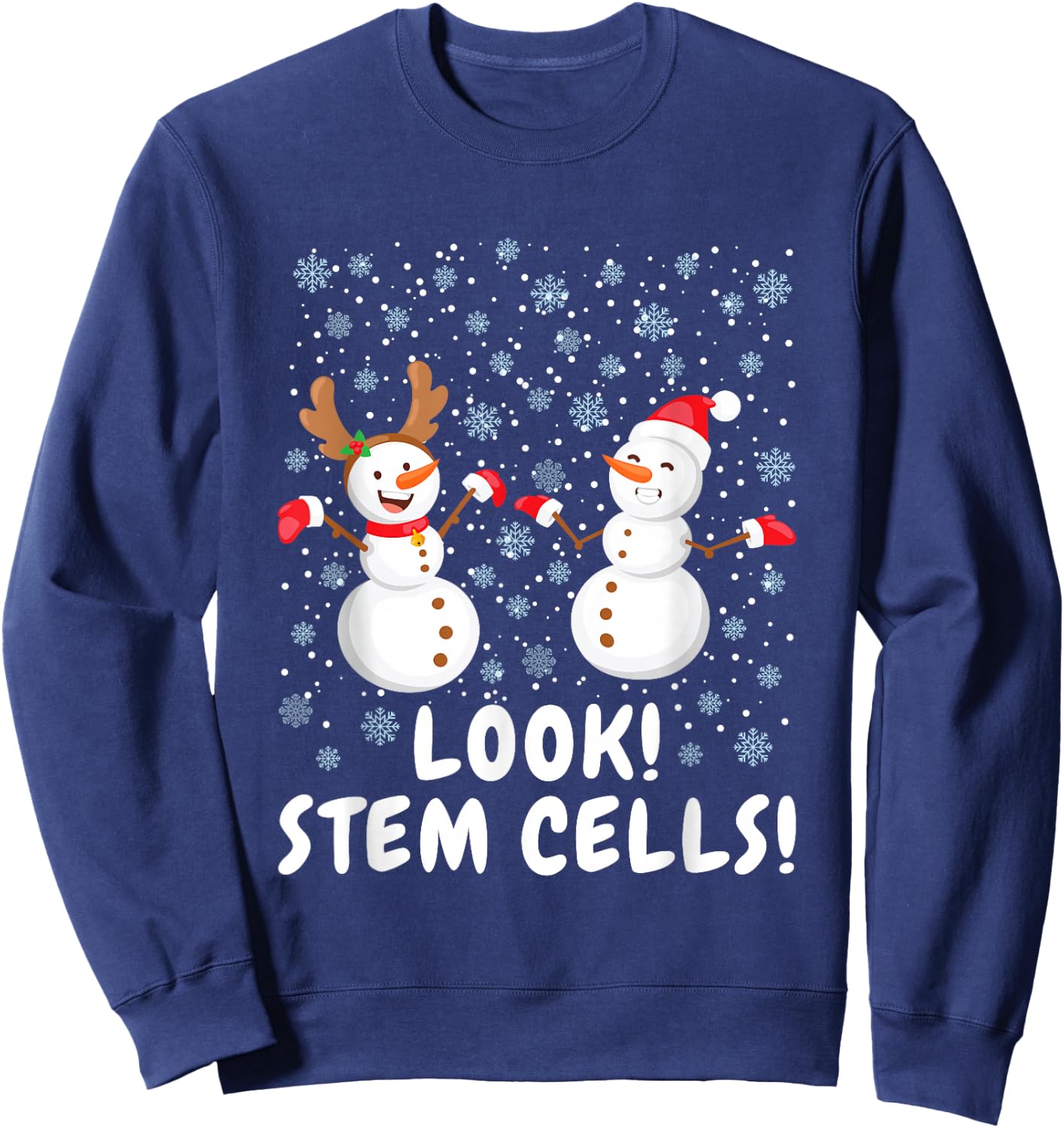 Funny Stem Cell Snowman Christmas Science Gift Sweatshirt - Sweatshirt | Navy