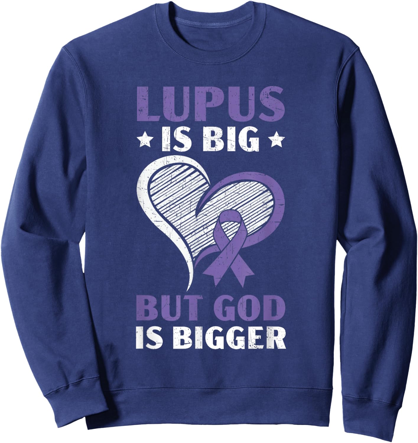 Lupus Awareness Purple Ribbon SLE Autoimmune Disease Sweatshirt - Sweatshirt | Navy