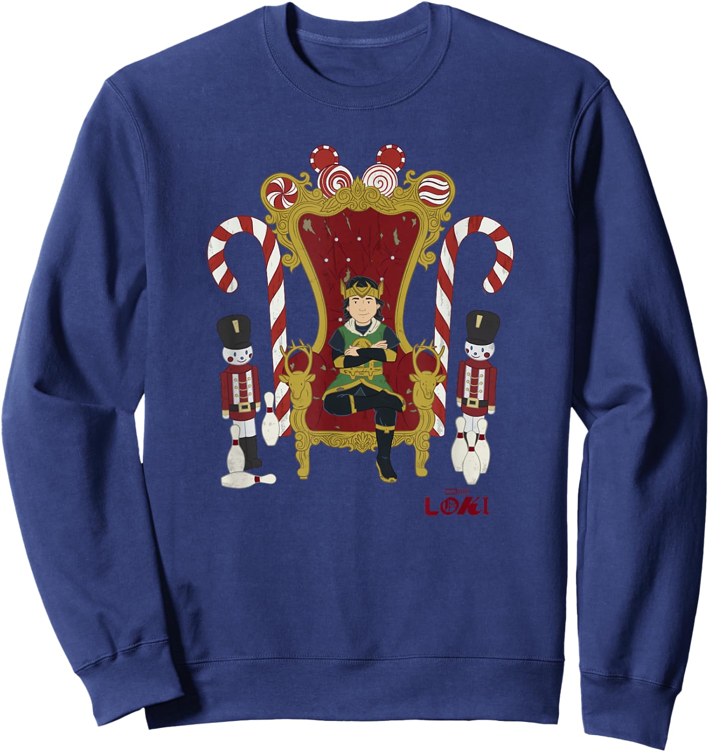 Marvel Loki Kid Loki On The Christmas Throne Sweatshirt - Sweatshirt | Navy