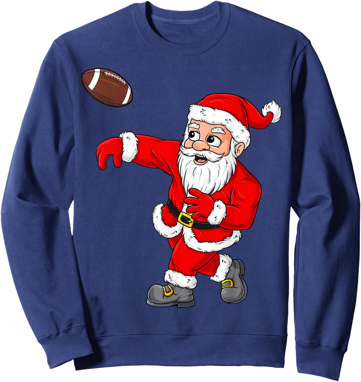 Christmas Santa Claus Football Quarterback Boys Kids Xmas Sweatshirt - Sweatshirt | Navy